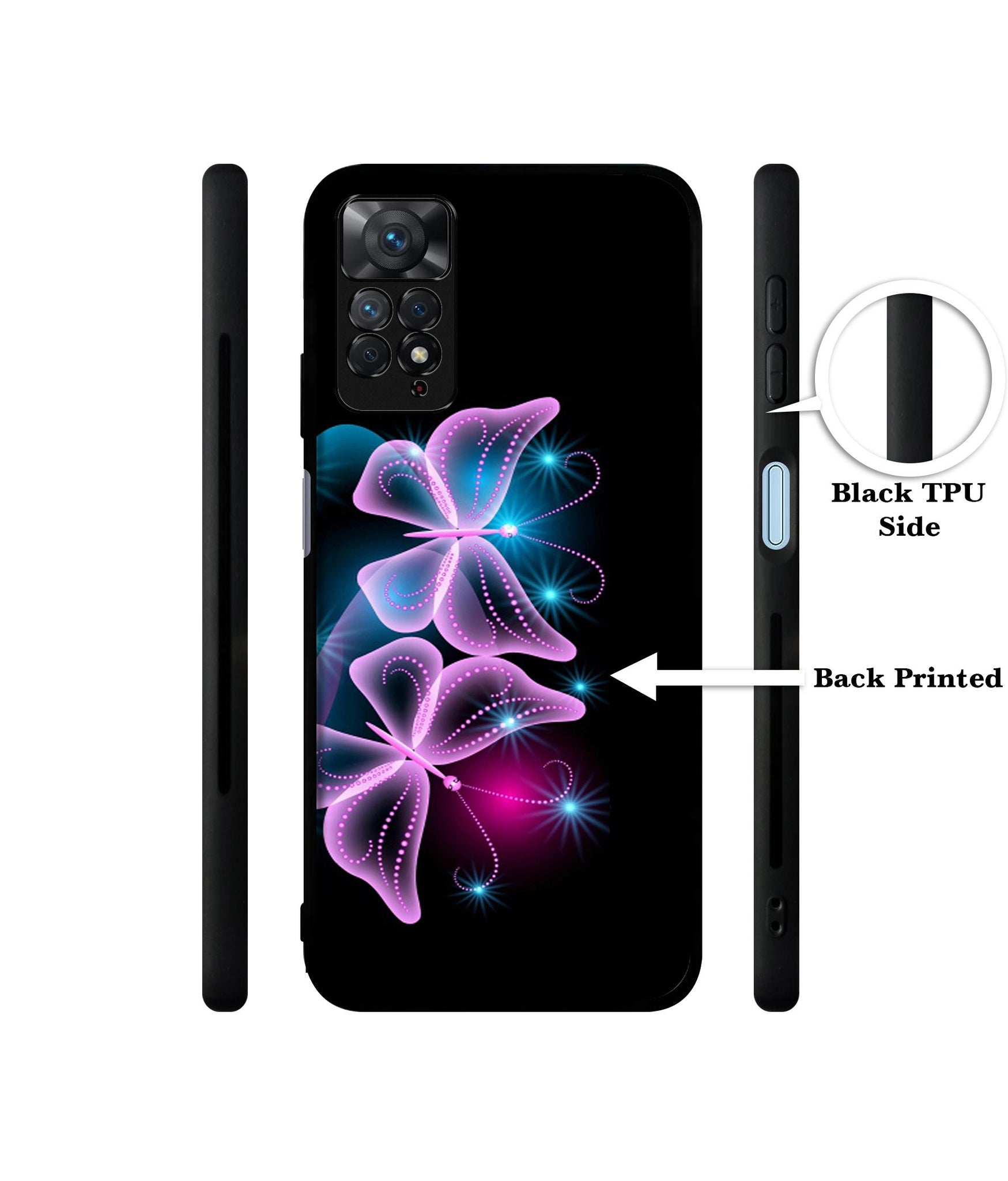 Butterflies Neon Light Designer 2D Printed Back Case Cover for Mi Redmi Note 11 Pro 4G / 11 Pro 5G / 11 Pro Plus 5G