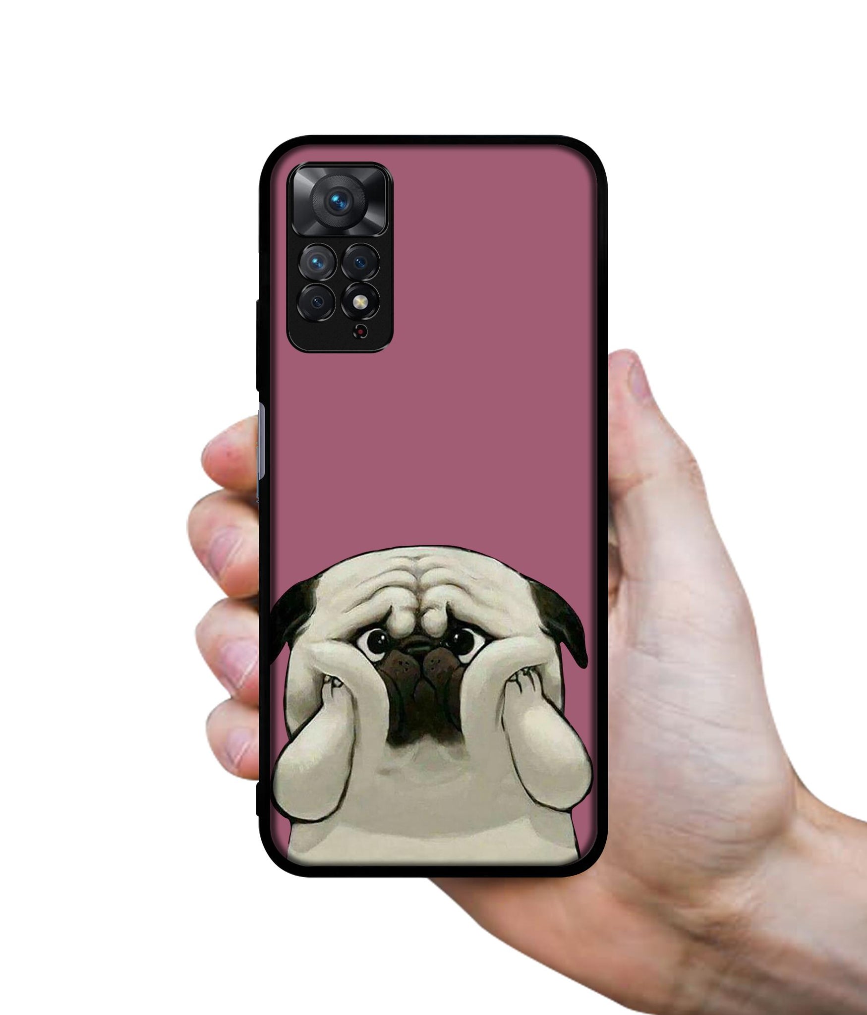 Cute Pug Holding Big Cheeks Designer 2D Printed Back Case Cover for Mi Redmi Note 11 Pro 4G / 11 Pro 5G / 11 Pro Plus 5G