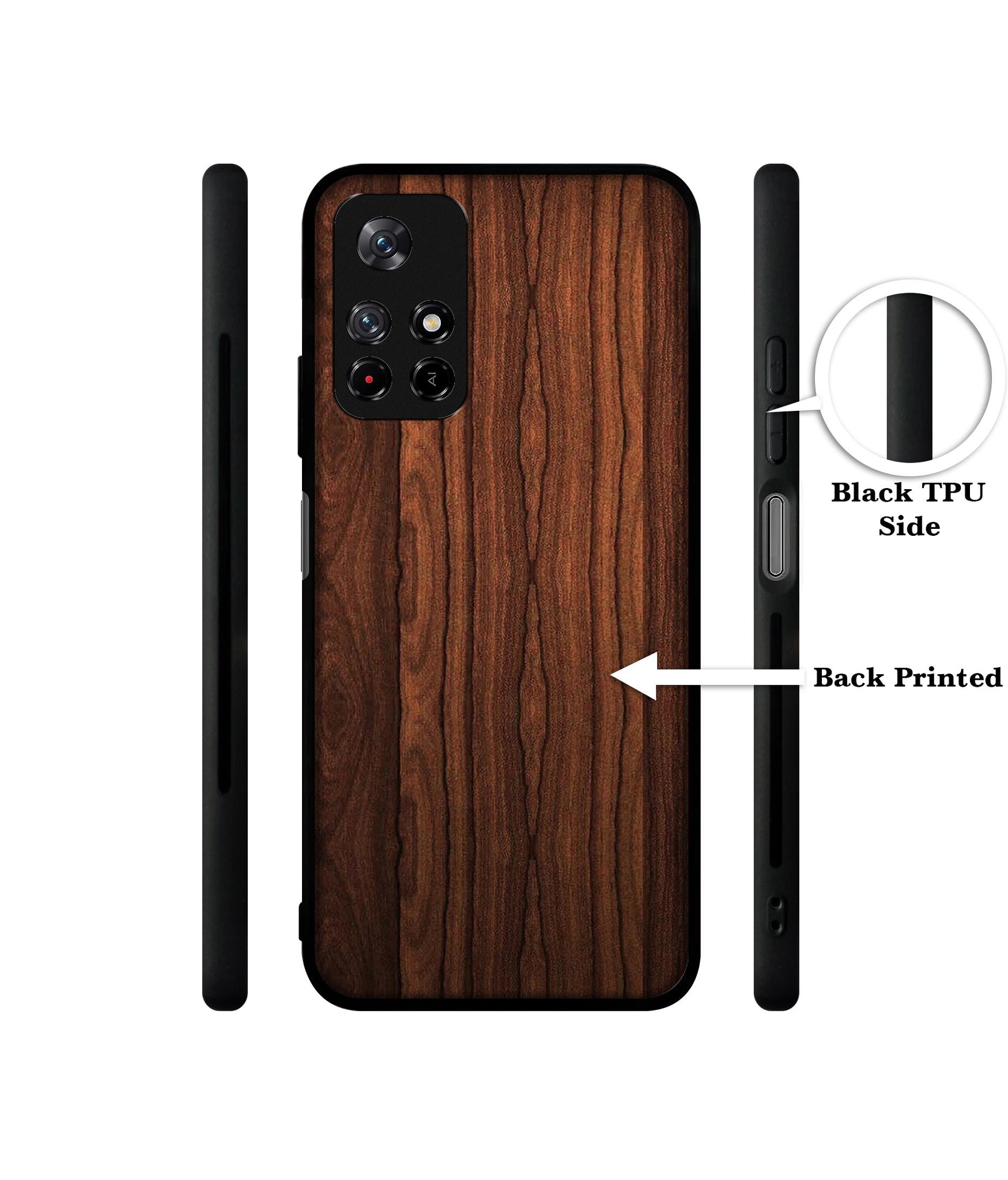 Brown Wooden Texture Designer 2D Printed Back Case Cover for Mi Redmi Note 11T 5G / Poco M4 Pro 5G