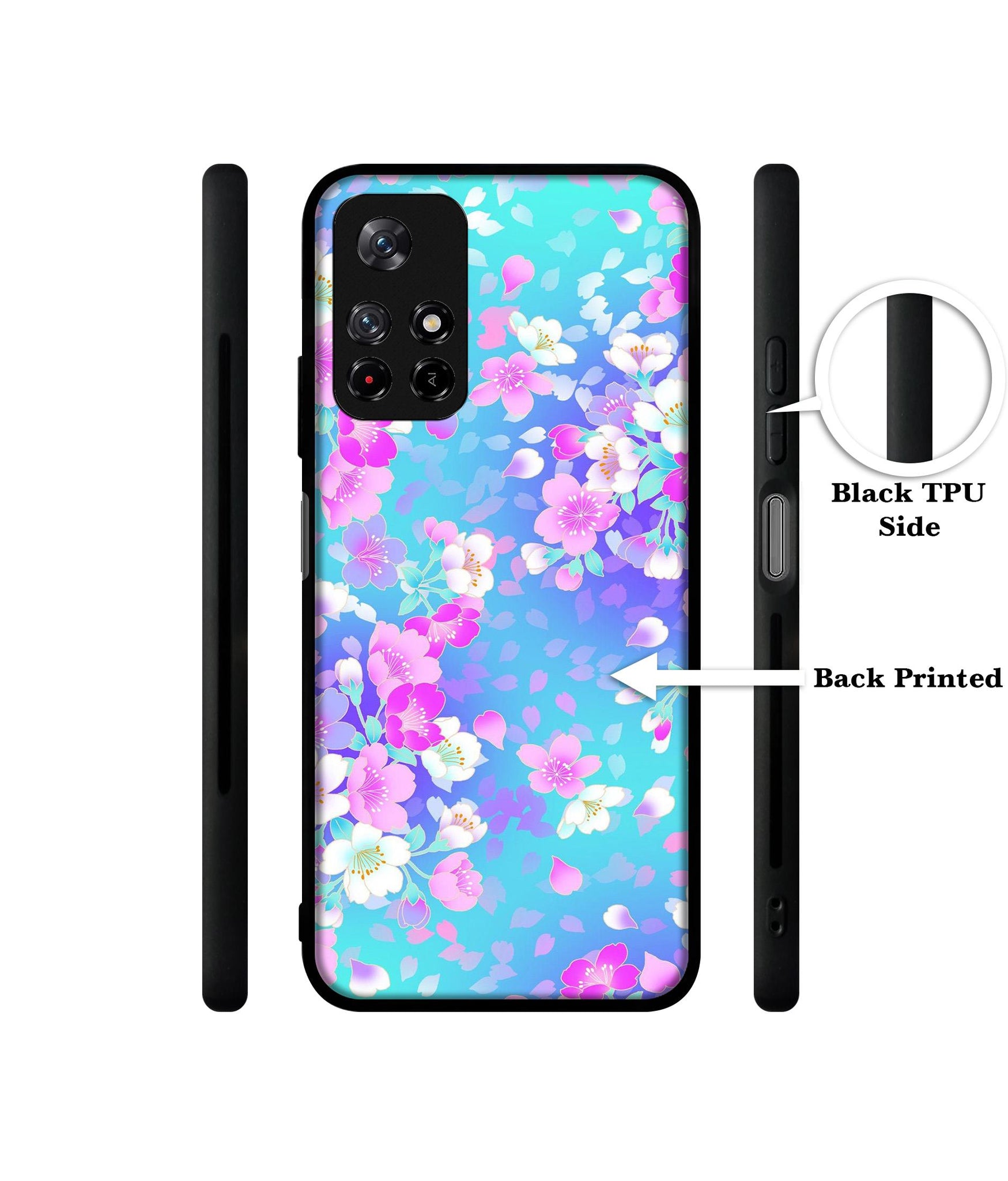 Floral Blue Pattern Designer 2D Printed Back Case Cover for Mi Redmi Note 11T 5G / Poco M4 Pro 5G