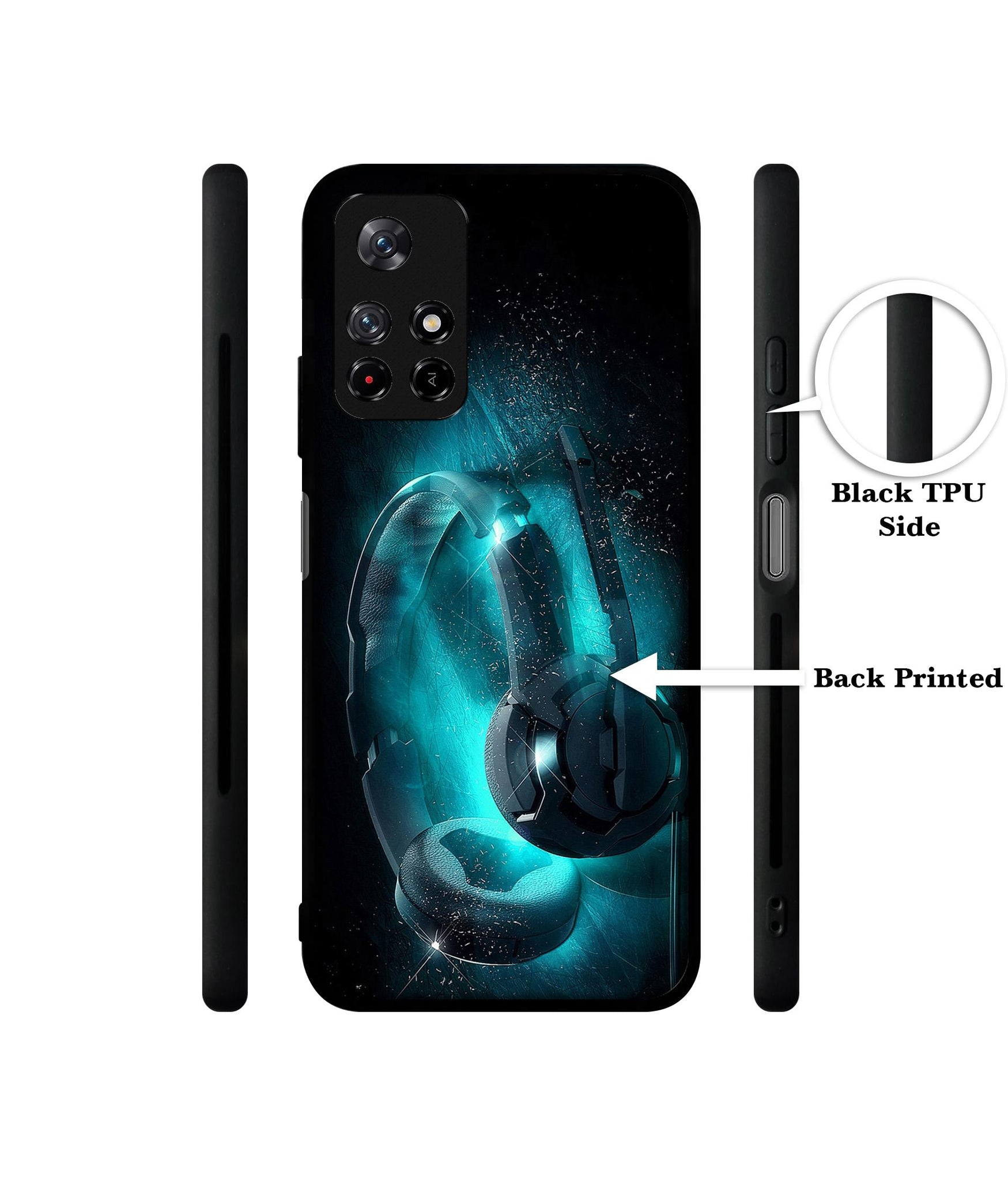 Cool Headphone Designer 2D Printed Back Case Cover for Mi Redmi Note 11T 5G / Poco M4 Pro 5G