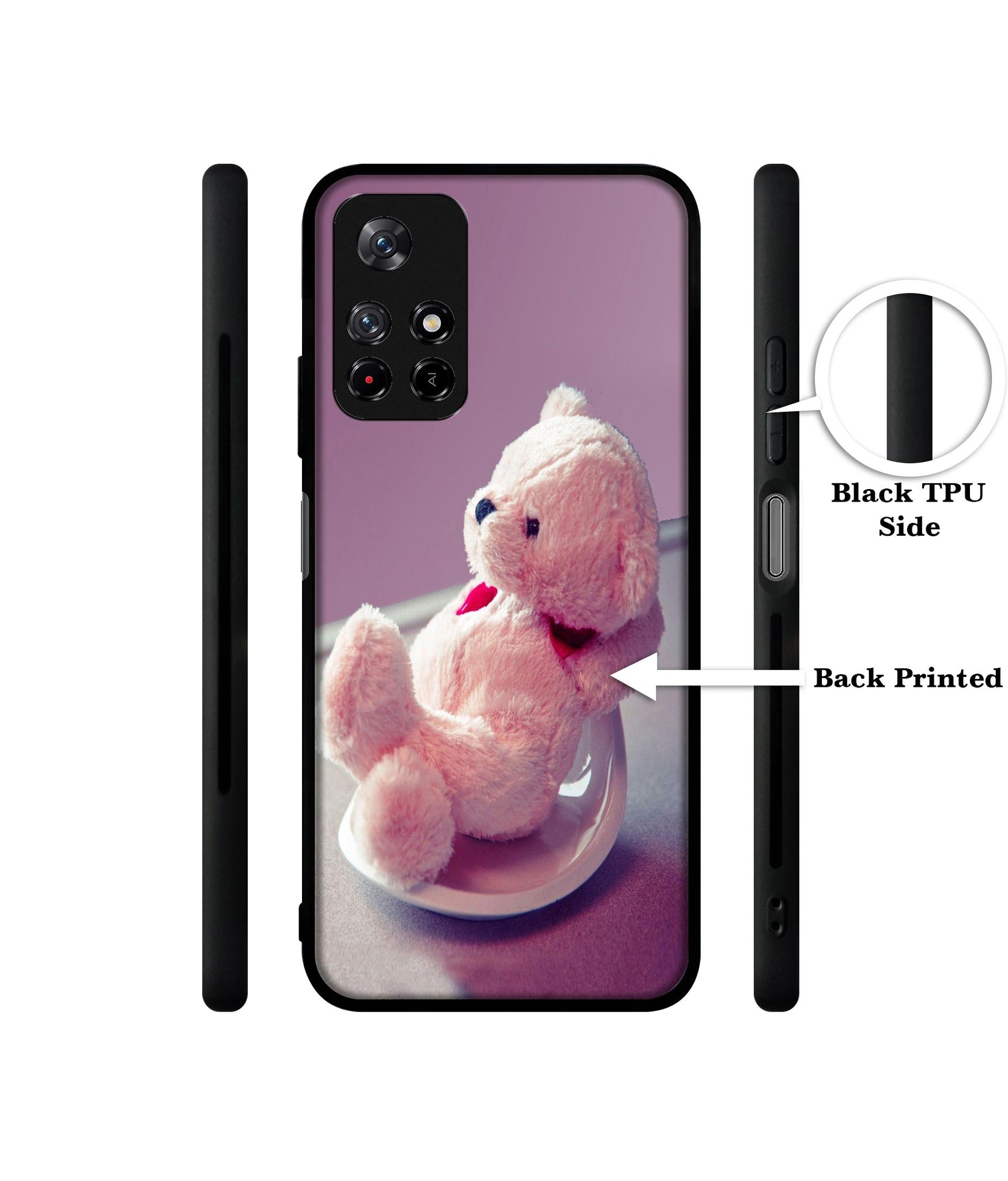 Cute Teddy Bear Designer 2D Printed Back Case Cover for Mi Redmi Note 11T 5G / Poco M4 Pro 5G