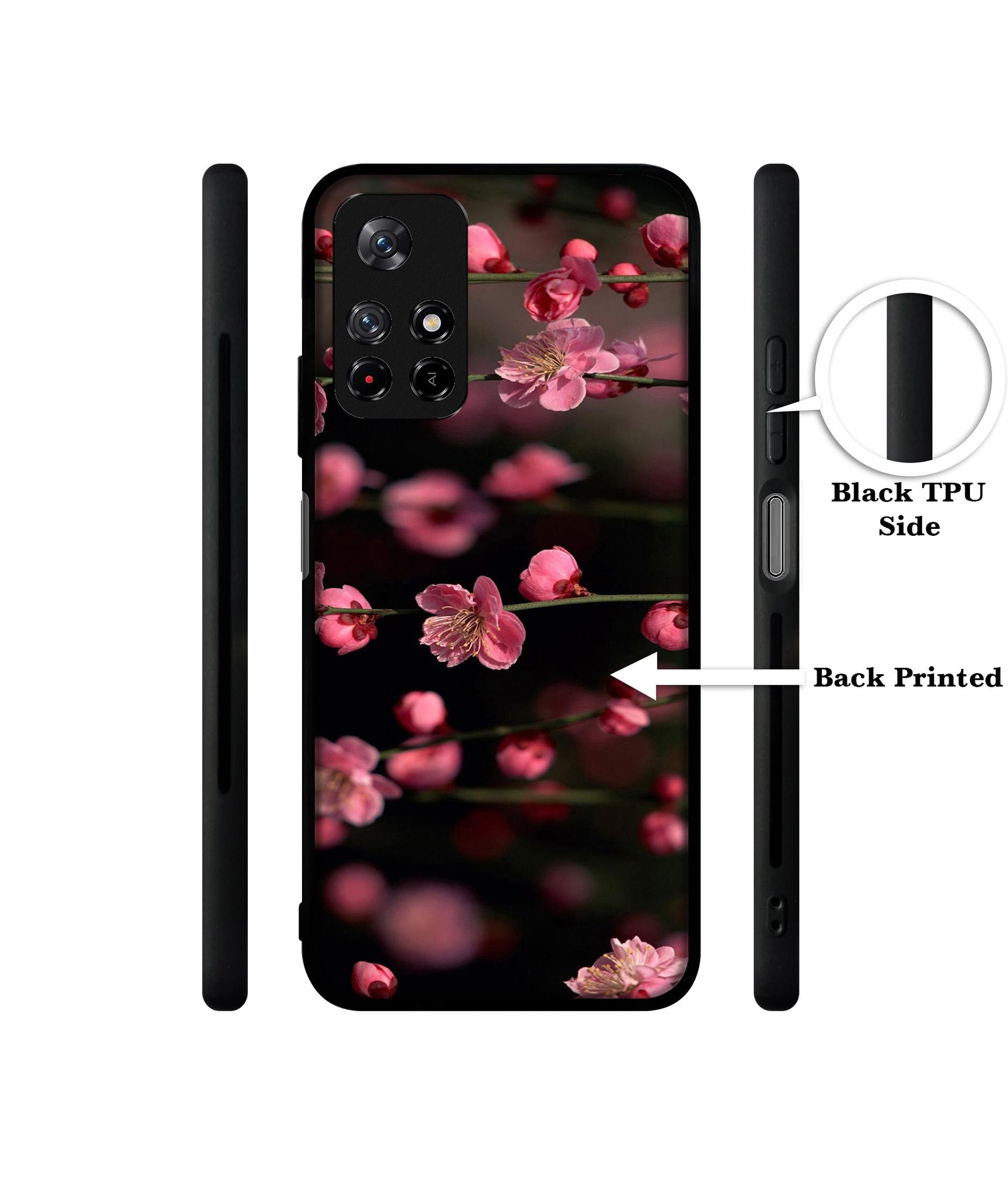Pink Flowers Designer 2D Printed Back Case Cover for Mi Redmi Note 11T 5G / Poco M4 Pro 5G