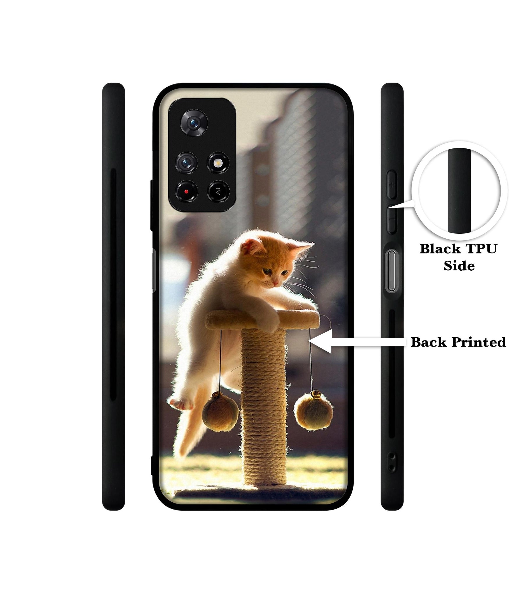 Cat Climbing Designer 2D Printed Back Case Cover for Mi Redmi Note 11T 5G / Poco M4 Pro 5G