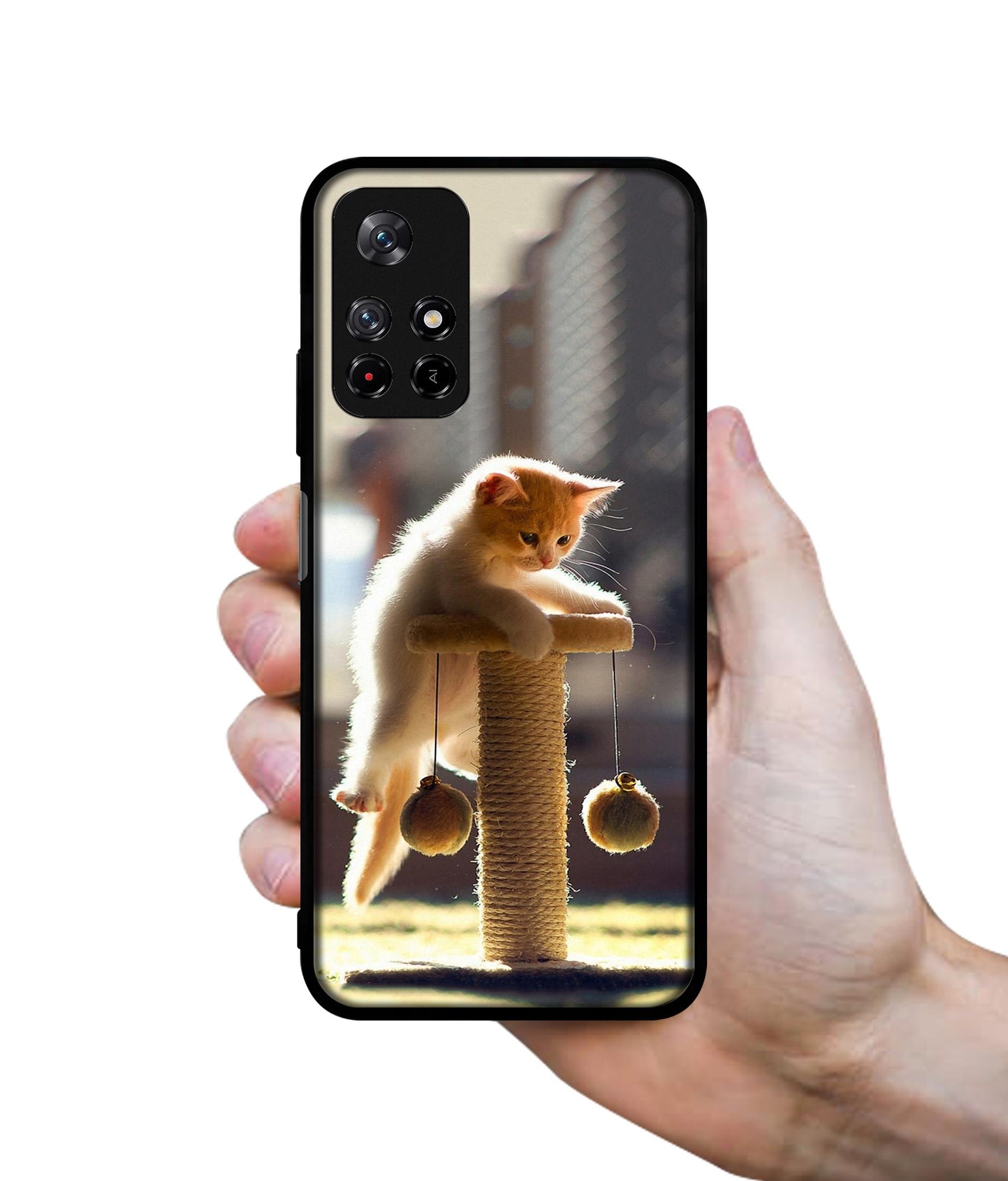 Cat Climbing Designer 2D Printed Back Case Cover for Mi Redmi Note 11T 5G / Poco M4 Pro 5G