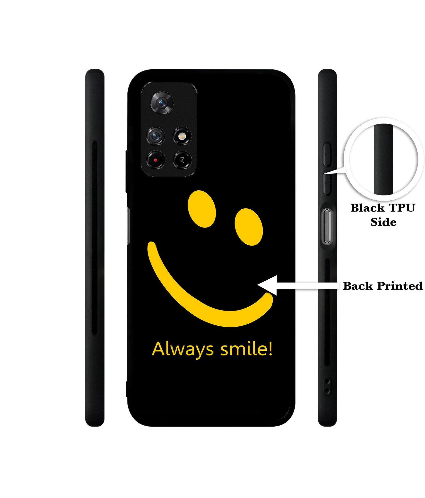 Always Smile Quote Designer 2D Printed Back Case Cover for Mi Redmi Note 11T 5G / Poco M4 Pro 5G