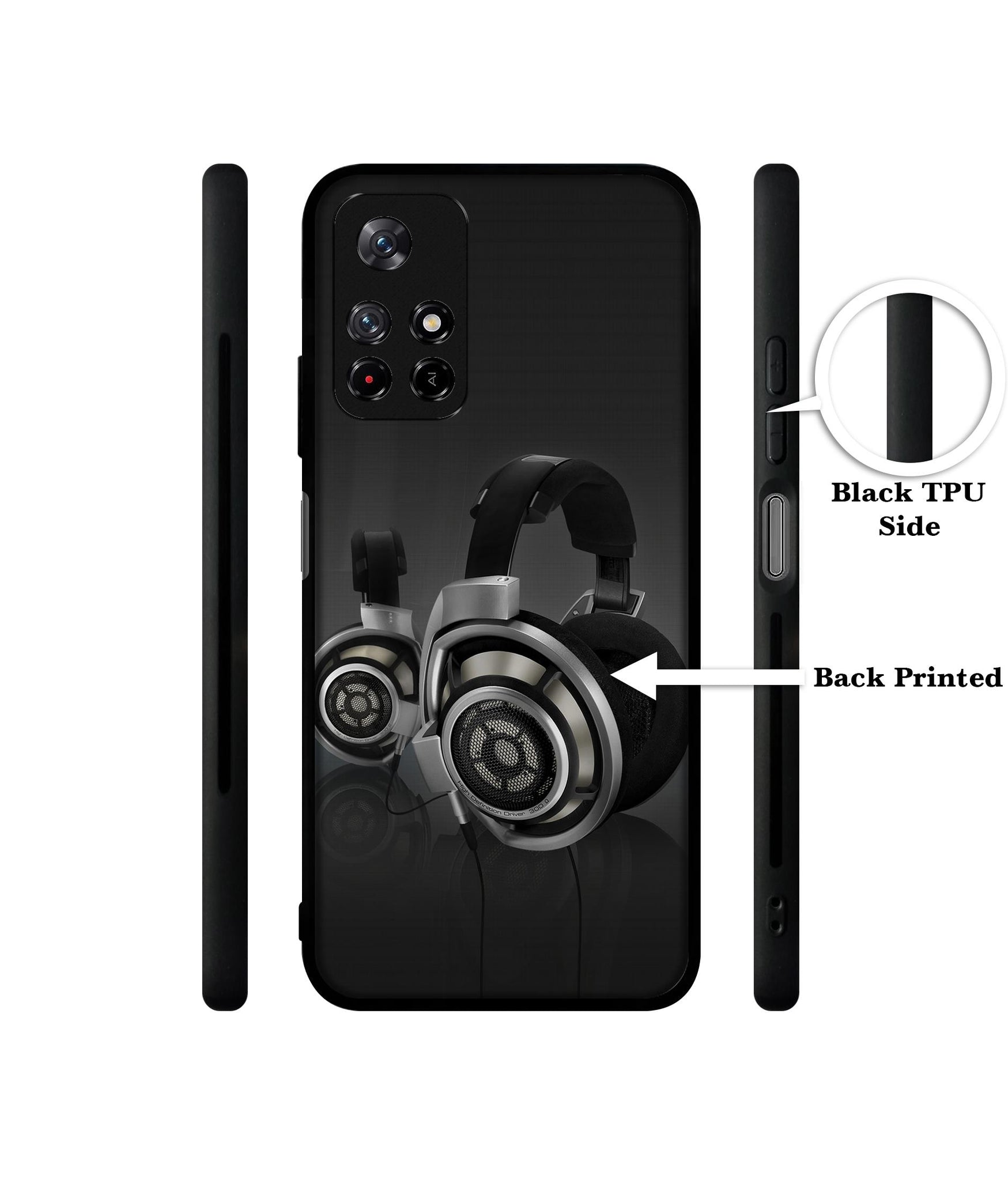 Head Phone Designer 2D Printed Back Case Cover for Mi Redmi Note 11T 5G / Poco M4 Pro 5G