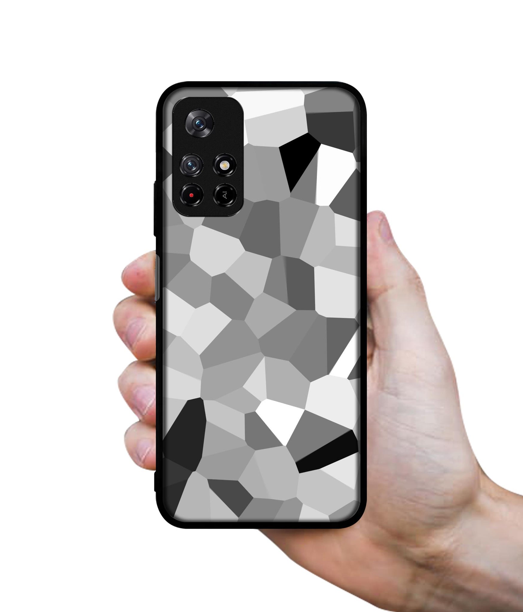 Black & White Mathematical Shape Designer 2D Printed Back Case Cover for Mi Redmi Note 11T 5G / Poco M4 Pro 5G
