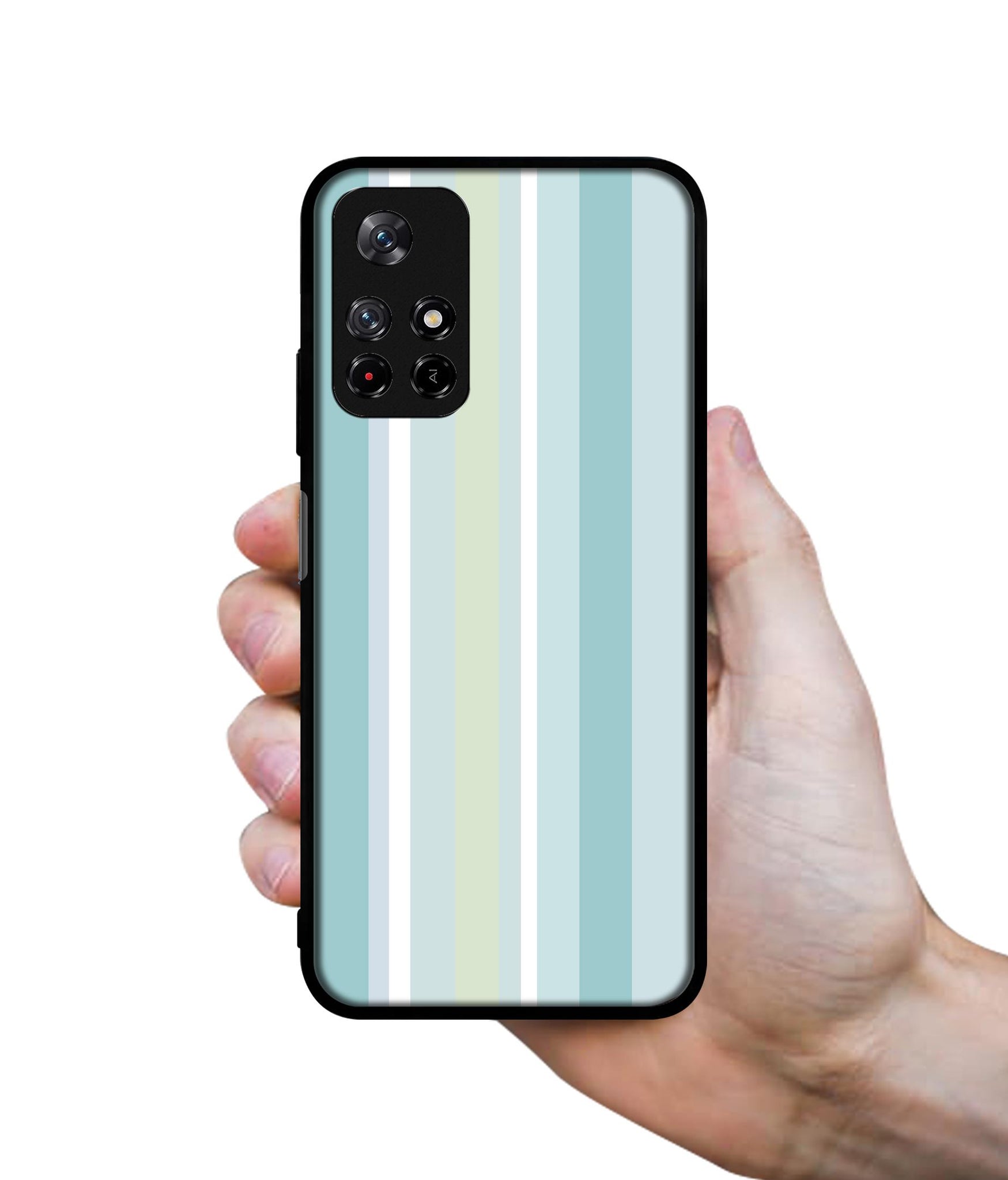 Light Green Stripes Designer 2D Printed Back Case Cover for Mi Redmi Note 11T 5G / Poco M4 Pro 5G