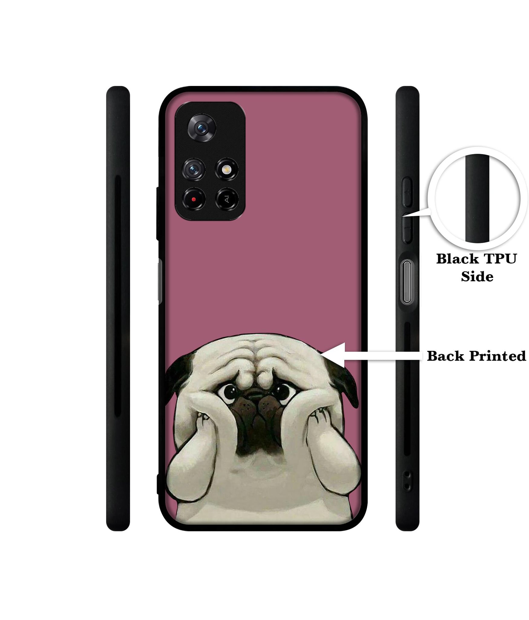 Cute Pug Holding Big Cheeks Designer 2D Printed Back Case Cover for Mi Redmi Note 11T 5G / Poco M4 Pro 5G