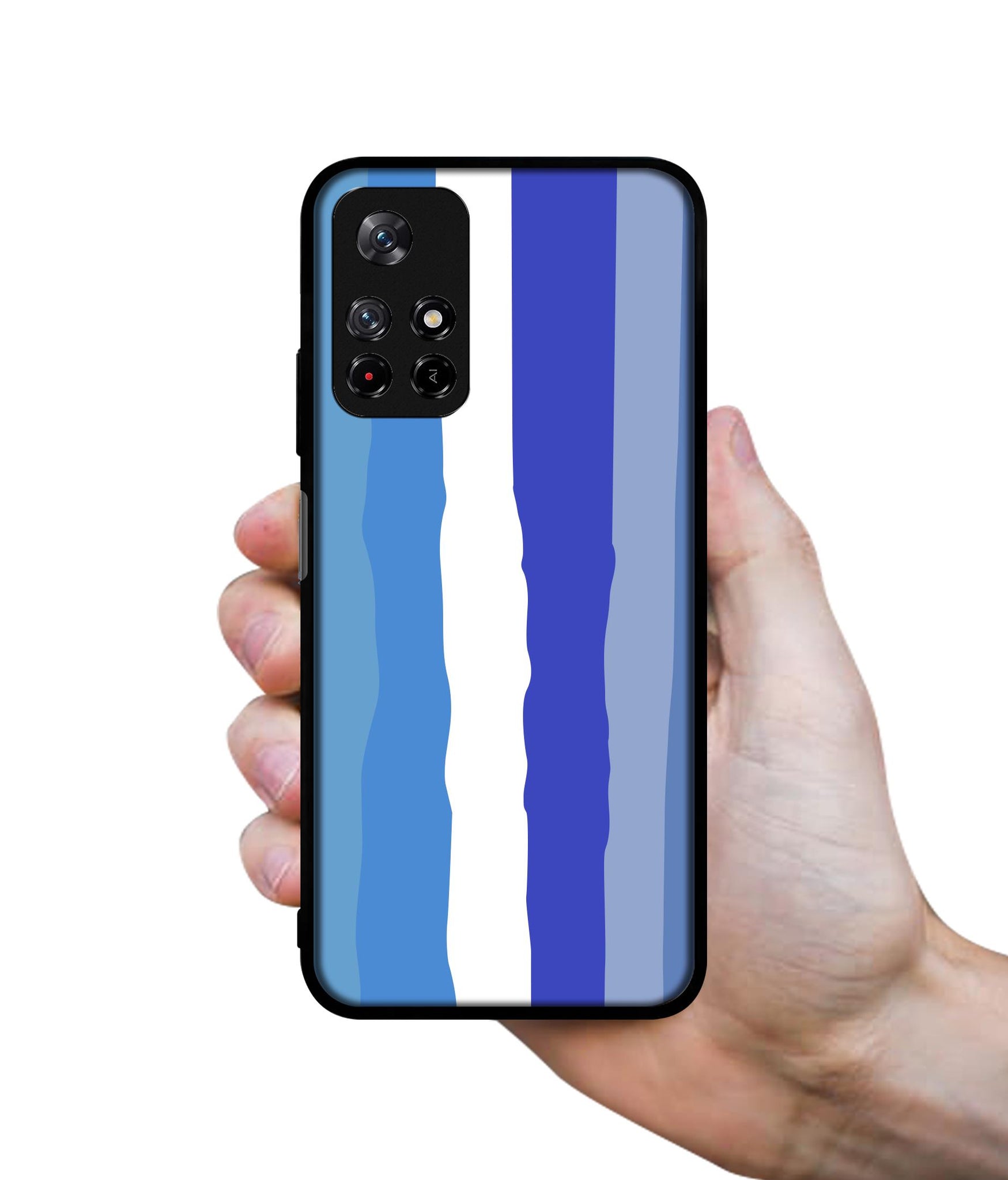 Blue Stripes Rainbow Designer 2D Printed Back Case Cover for Mi Redmi Note 11T 5G / Poco M4 Pro 5G