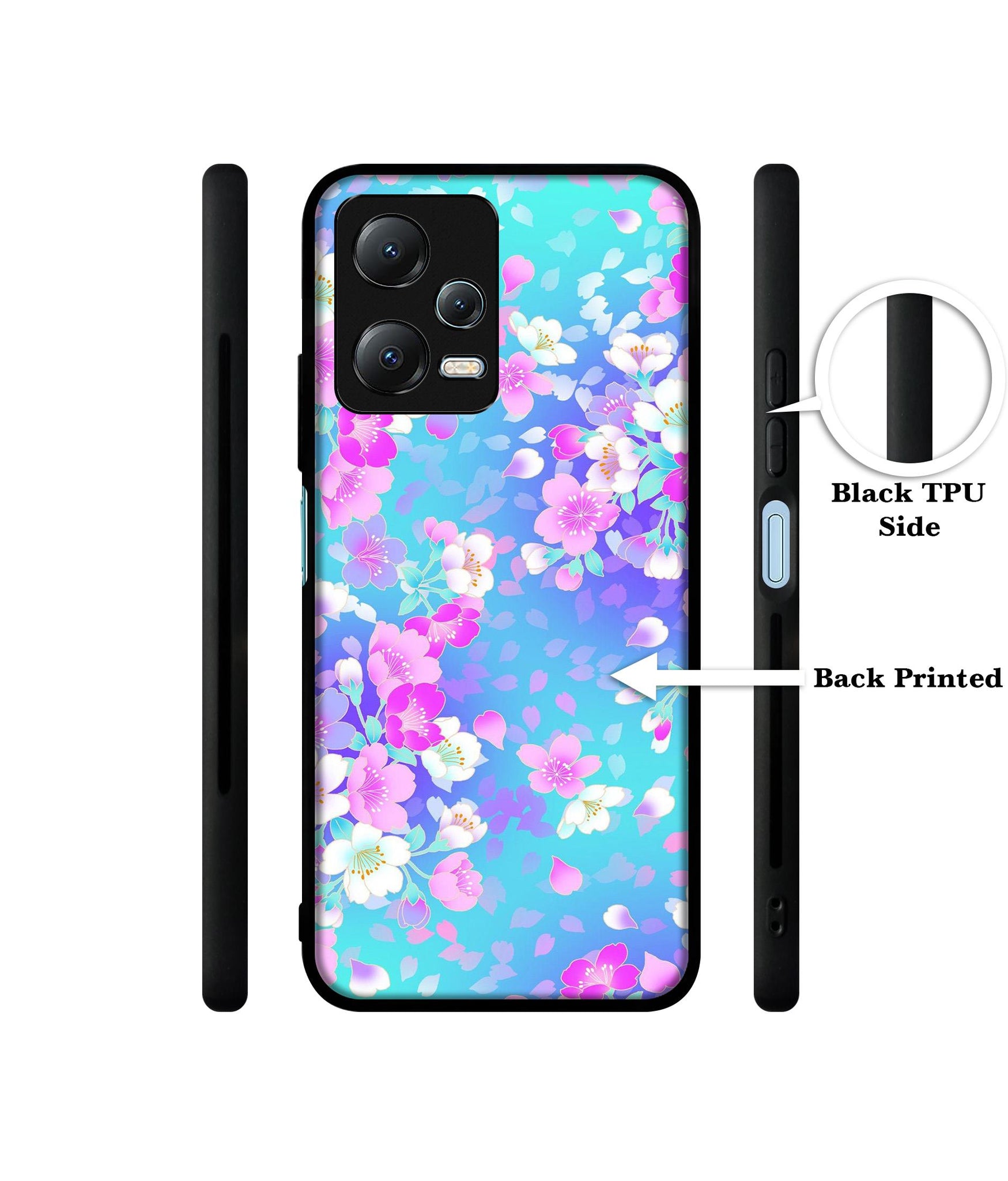 Floral Blue Pattern Designer 2D Printed Back Case Cover for Mi Redmi Note 12 5G / Note 12R Pro 5G / Poco X5 5G