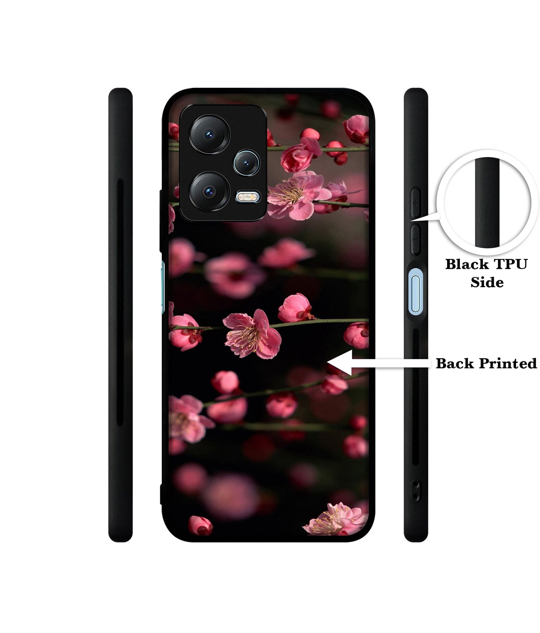 Pink Flowers Designer 2D Printed Back Case Cover for Mi Redmi Note 12 5G / Note 12R Pro 5G / Poco X5 5G