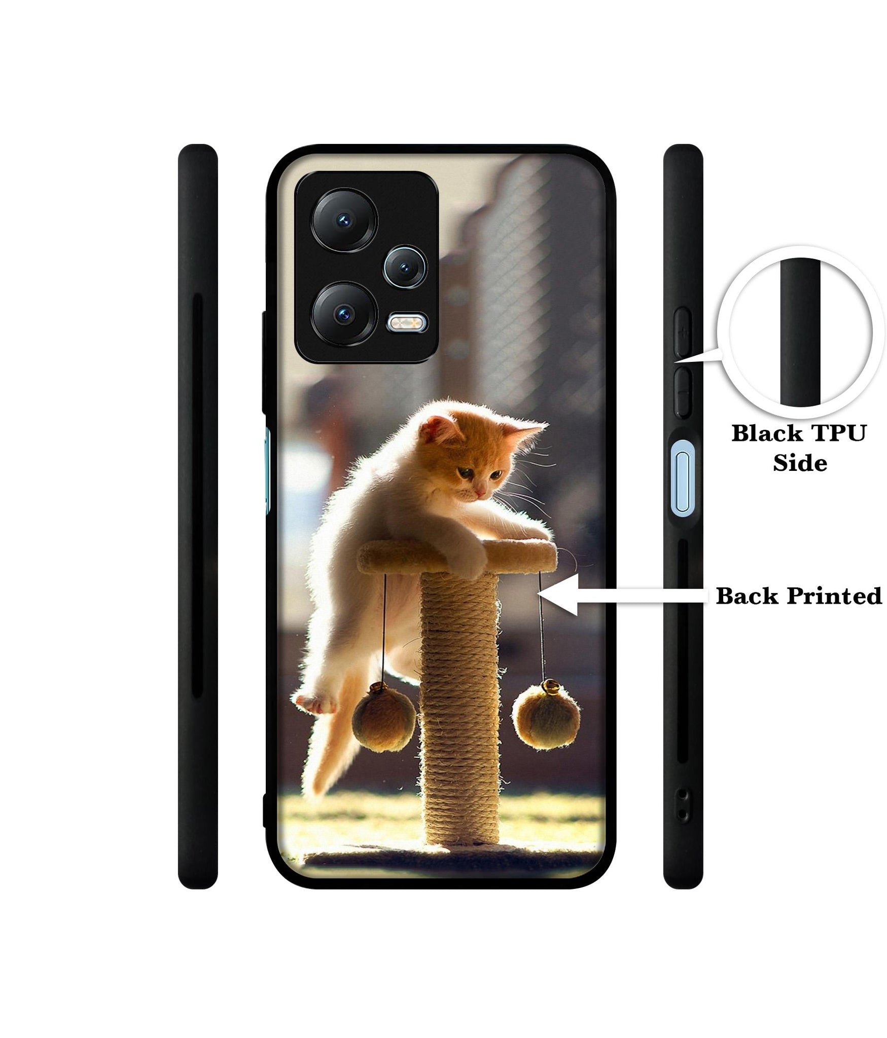 Cat Climbing Designer 2D Printed Back Case Cover for Mi Redmi Note 12 5G / Note 12R Pro 5G / Poco X5 5G