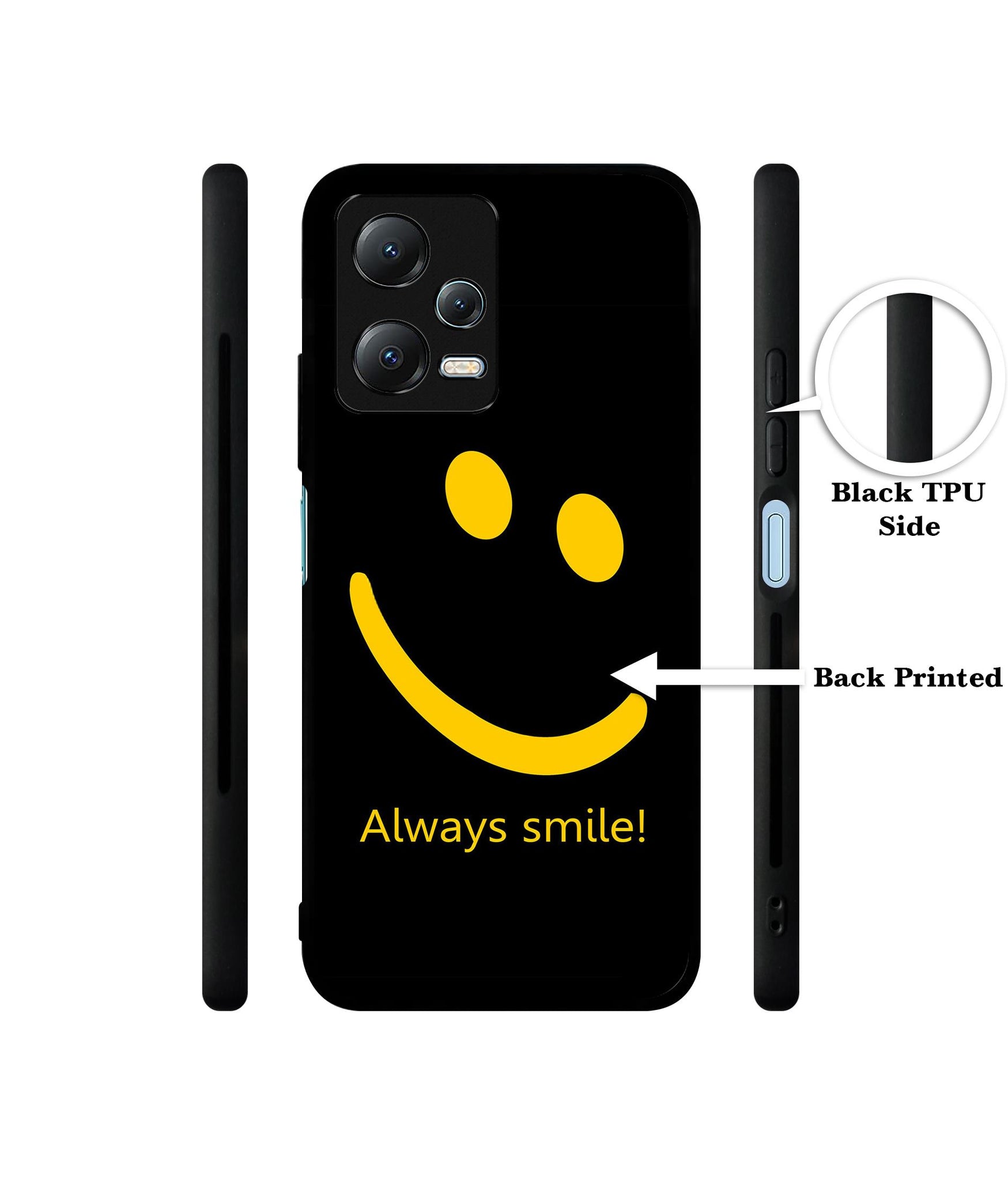 Always Smile Quote Designer 2D Printed Back Case Cover for Mi Redmi Note 12 5G / Note 12R Pro 5G / Poco X5 5G