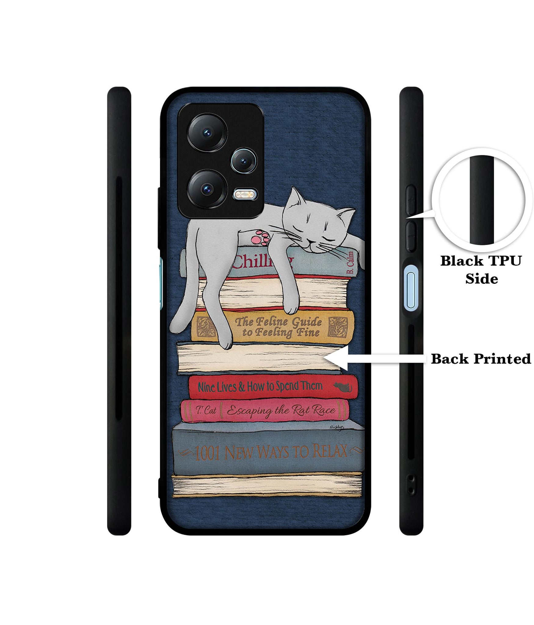 Cat Sleeping On The Books Designer 2D Printed Back Case Cover for Mi Redmi Note 12 5G / Note 12R Pro 5G / Poco X5 5G