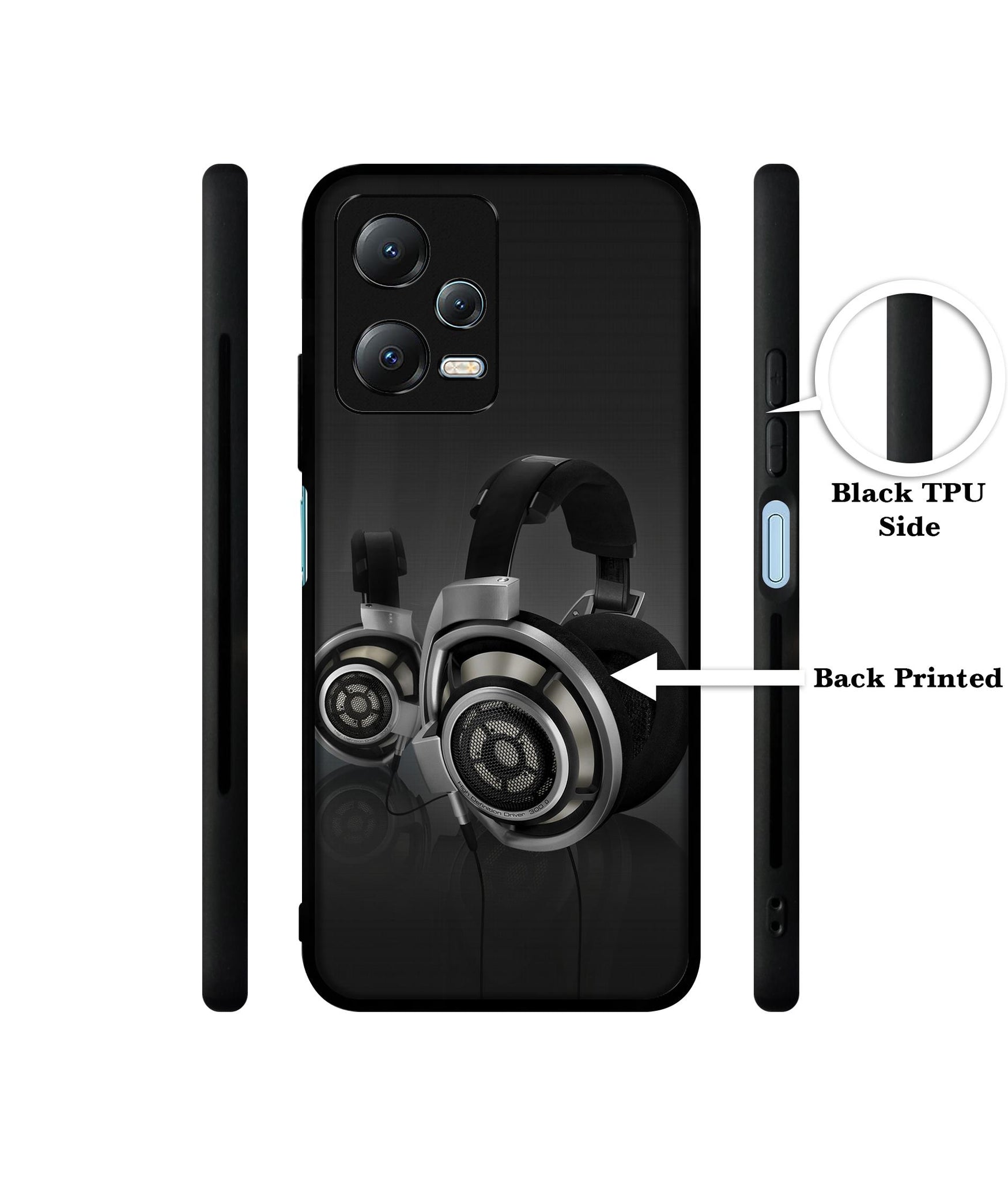 Head Phone Designer 2D Printed Back Case Cover for Mi Redmi Note 12 5G / Note 12R Pro 5G / Poco X5 5G