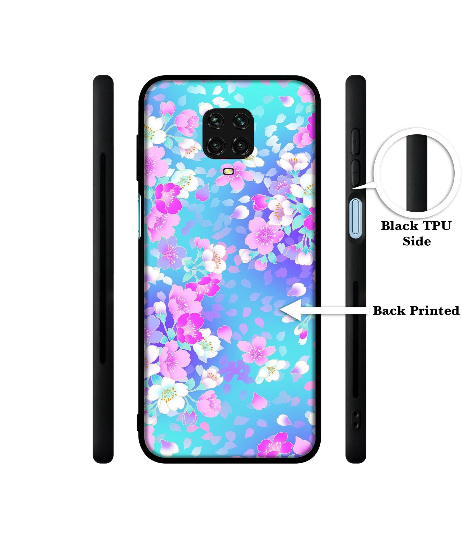 Floral Blue Pattern Designer 2D Printed Back Case Cover for Mi Redmi Note 9 Pro / Note 9 Pro Max / Poco M2 Pro