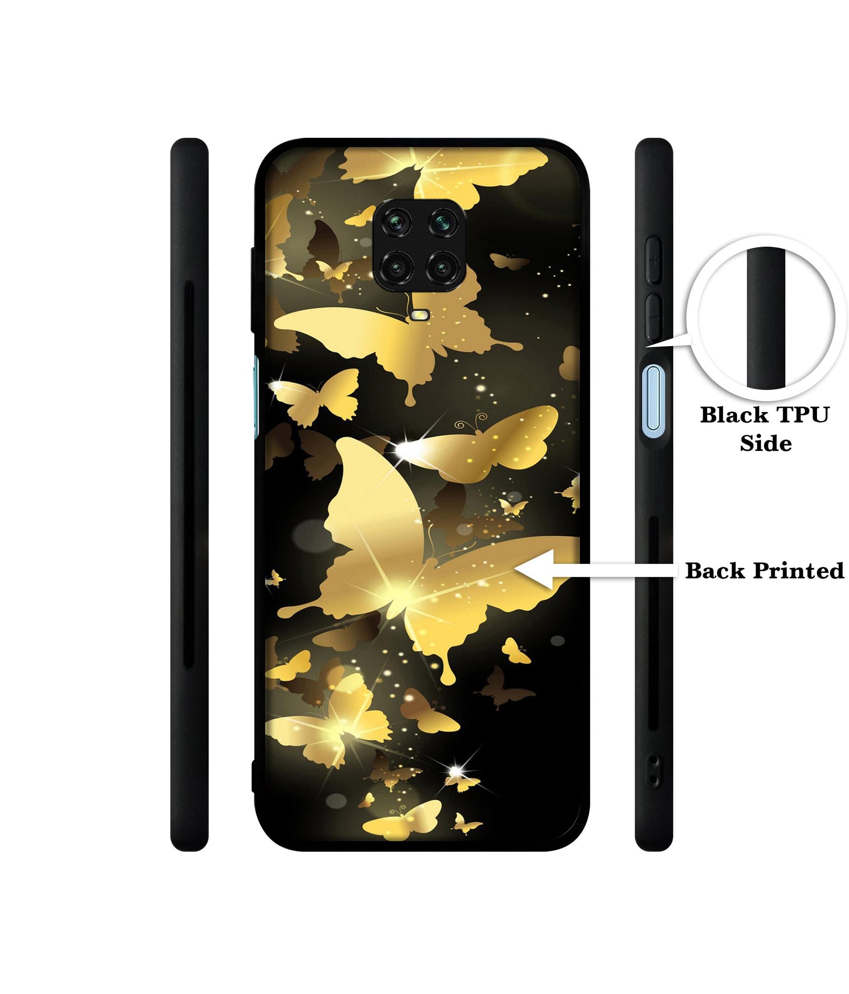 Golden Butterfly Pattern Designer 2D Printed Back Case Cover for Mi Redmi Note 9 Pro / Note 9 Pro Max / Poco M2 Pro
