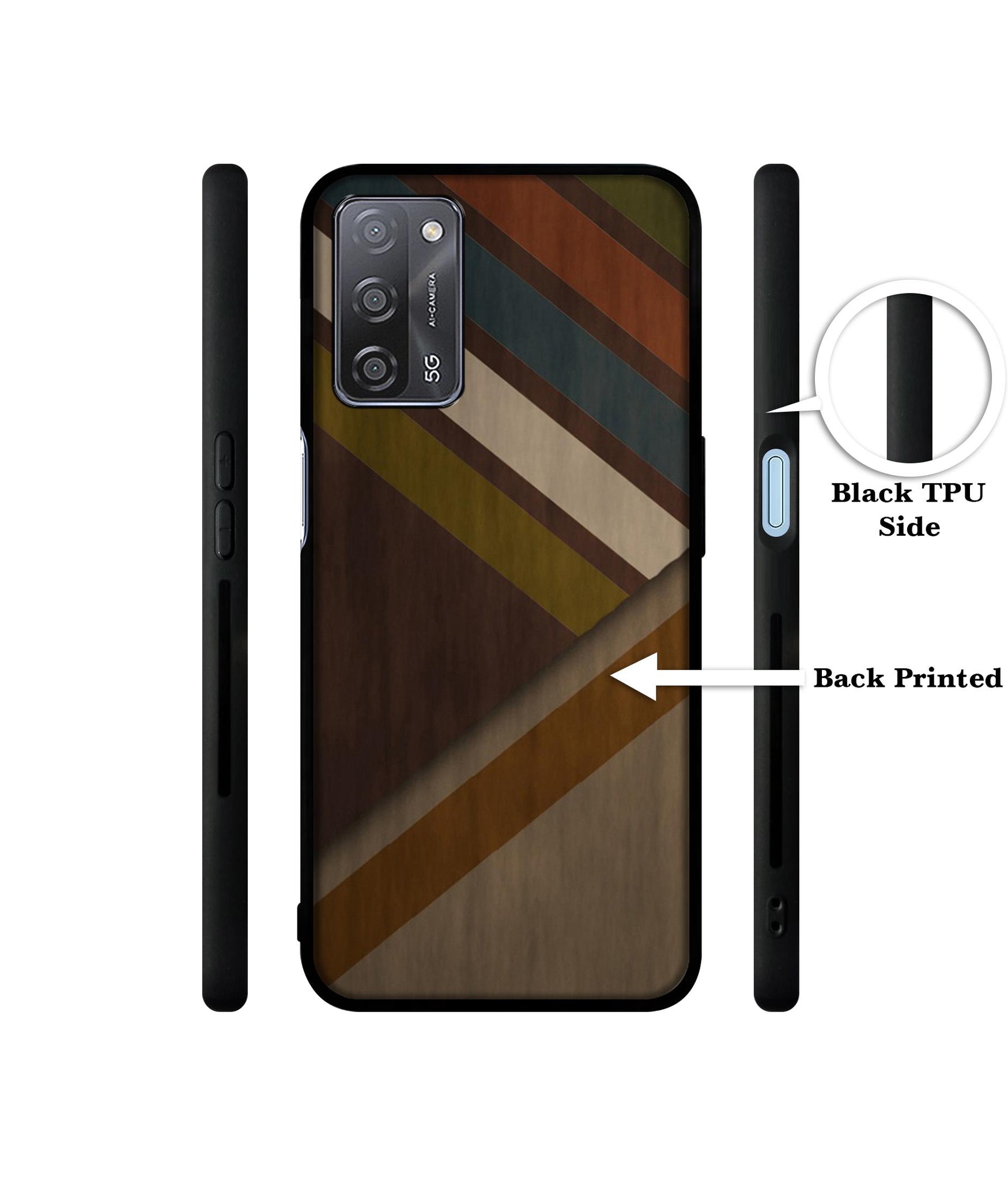 Colorful Wooden Pattern Designer 2D Printed Back Case Cover for Oppo A55 5G