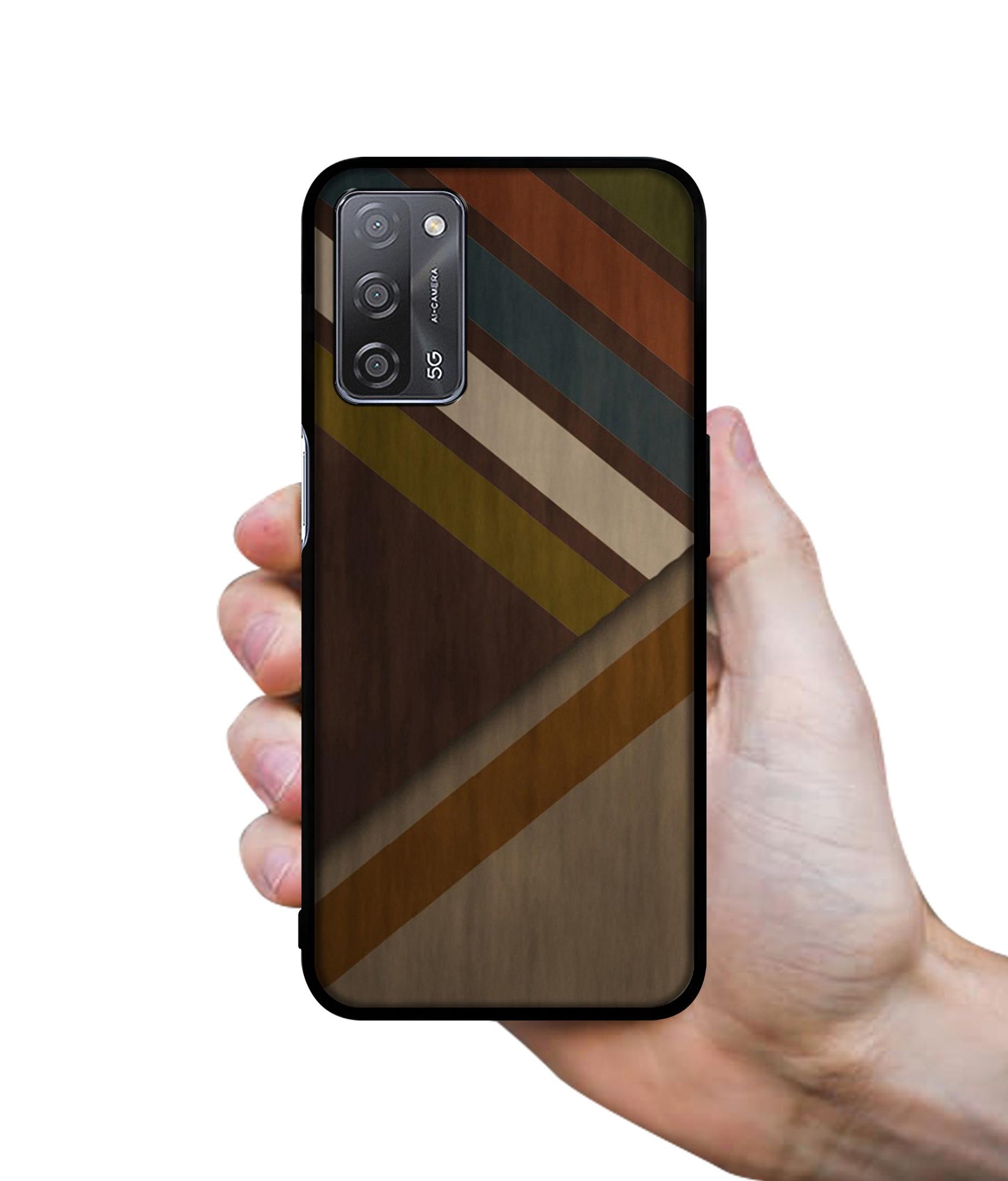 Colorful Wooden Pattern Designer 2D Printed Back Case Cover for Oppo A55 5G