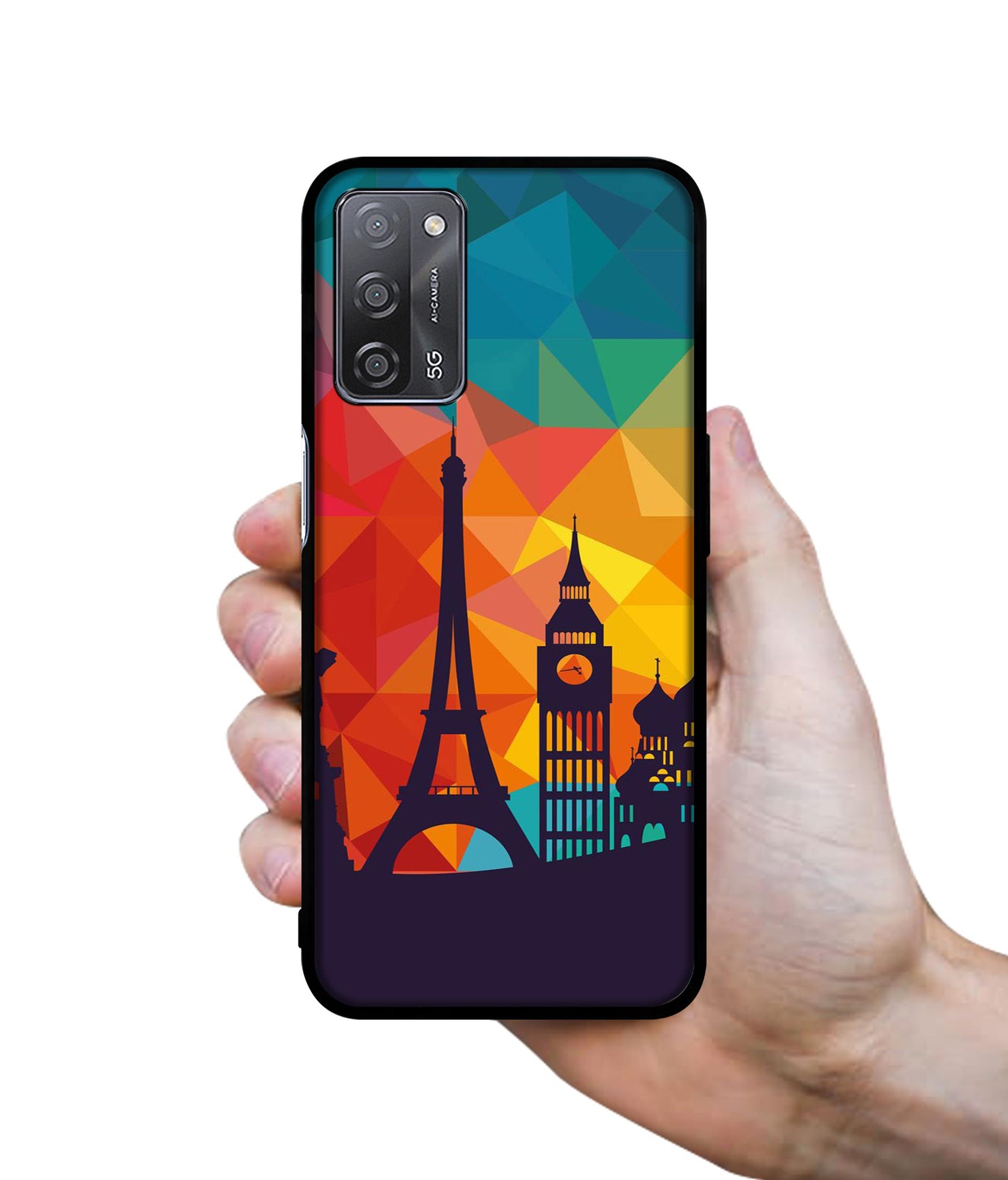 Colored Paris Designer 2D Printed Back Case Cover for Oppo A55 5G