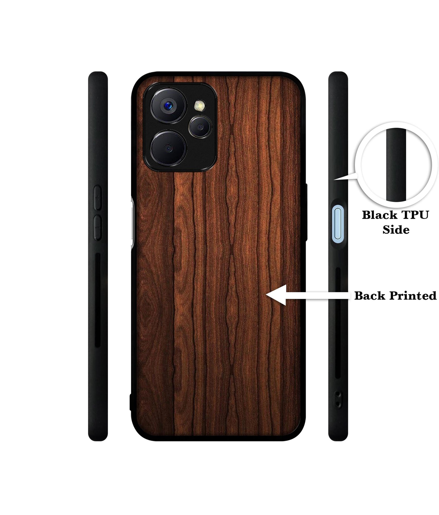 Brown Wooden Texture Designer 2D Printed Back Case Cover for Realme 10 5G