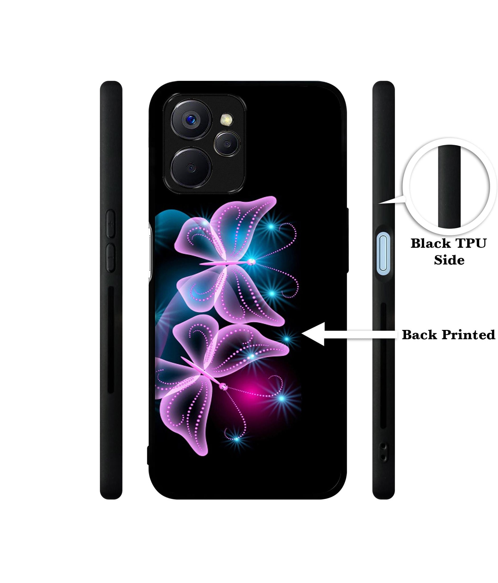 Butterflies Neon Light Designer 2D Printed Back Case Cover for Realme 10 5G