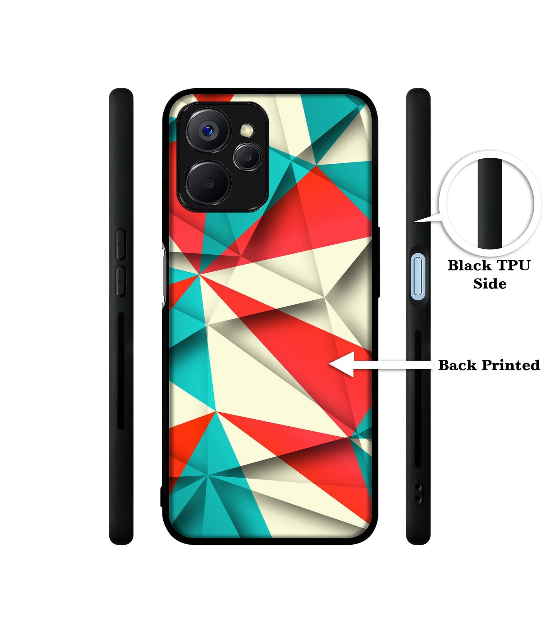 Red Blue White Pattern Designer 2D Printed Back Case Cover for Realme 10 5G