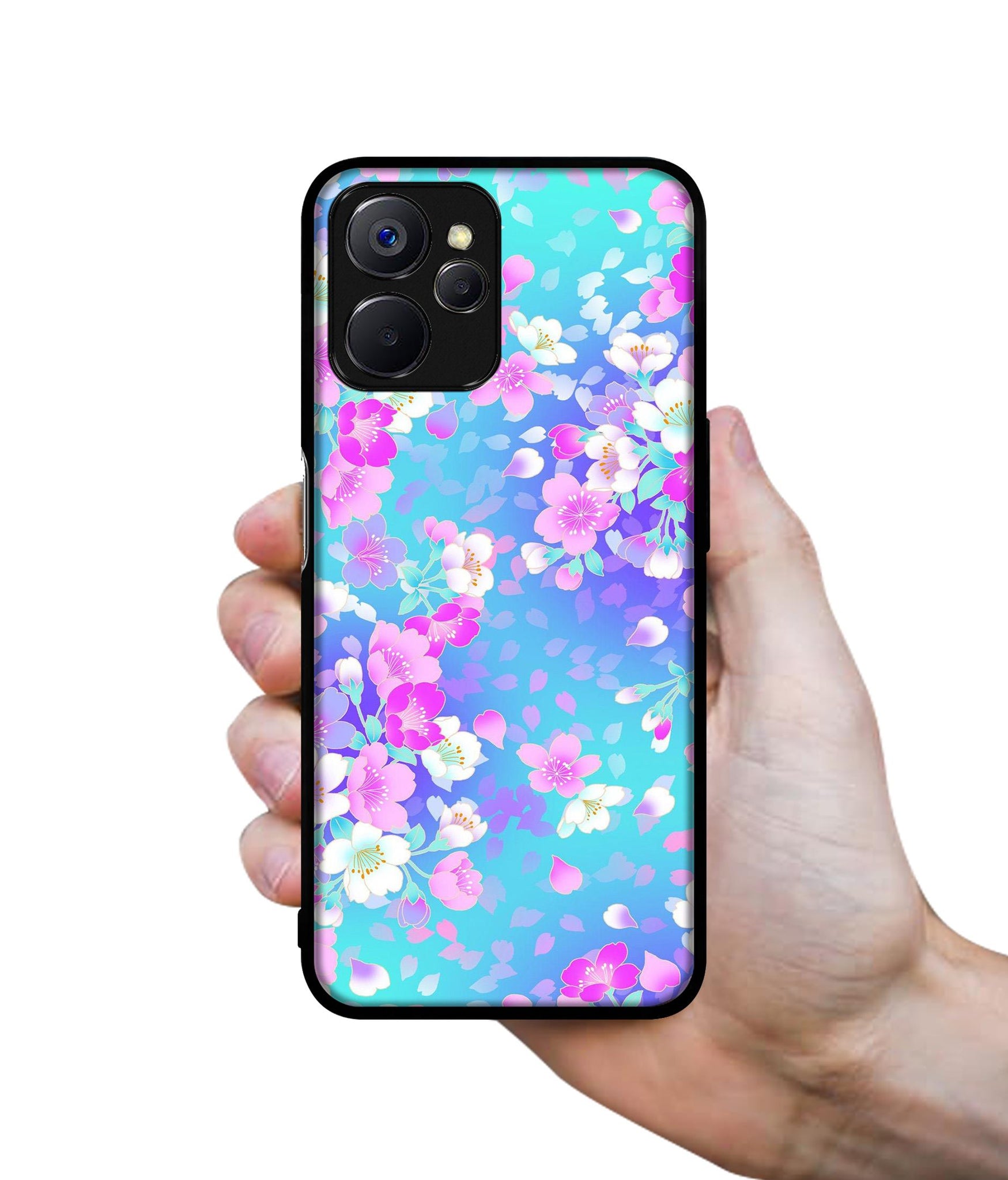 Floral Blue Pattern Designer 2D Printed Back Case Cover for Realme 10 5G