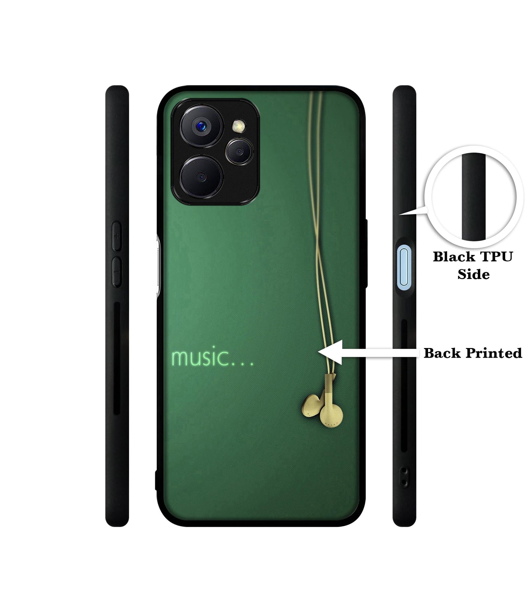 Headphone Music Designer 2D Printed Back Case Cover for Realme 10 5G