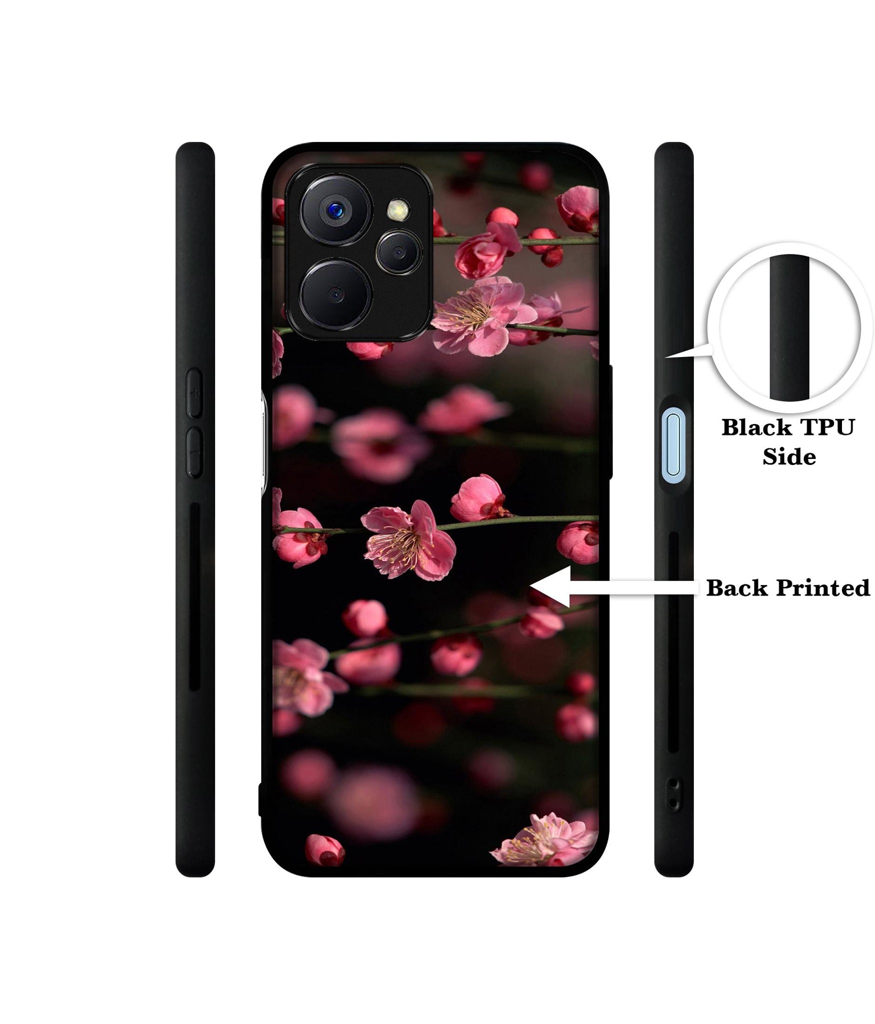Pink Flowers Designer 2D Printed Back Case Cover for Realme 10 5G
