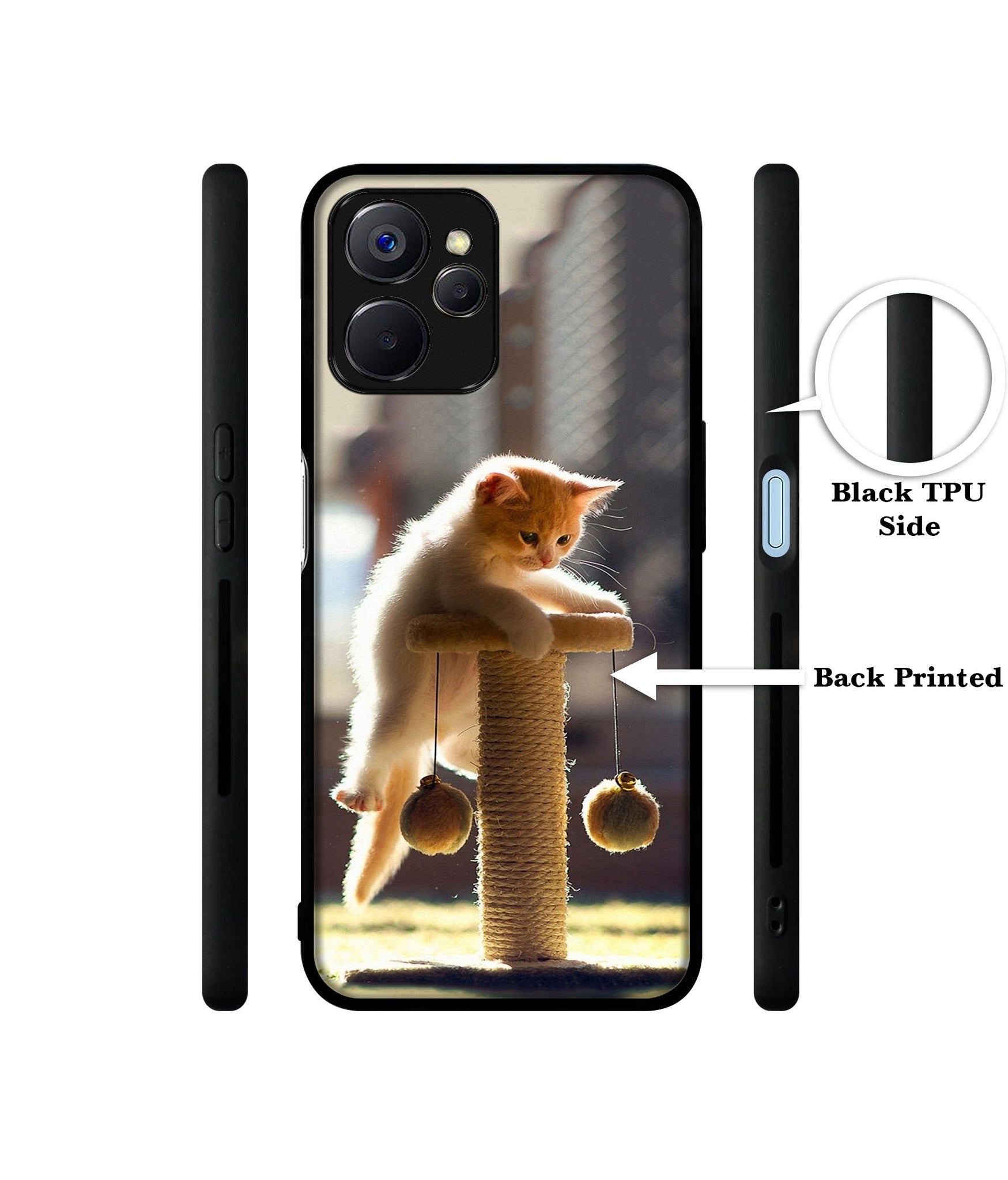 Cat Climbing Designer 2D Printed Back Case Cover for Realme 10 5G