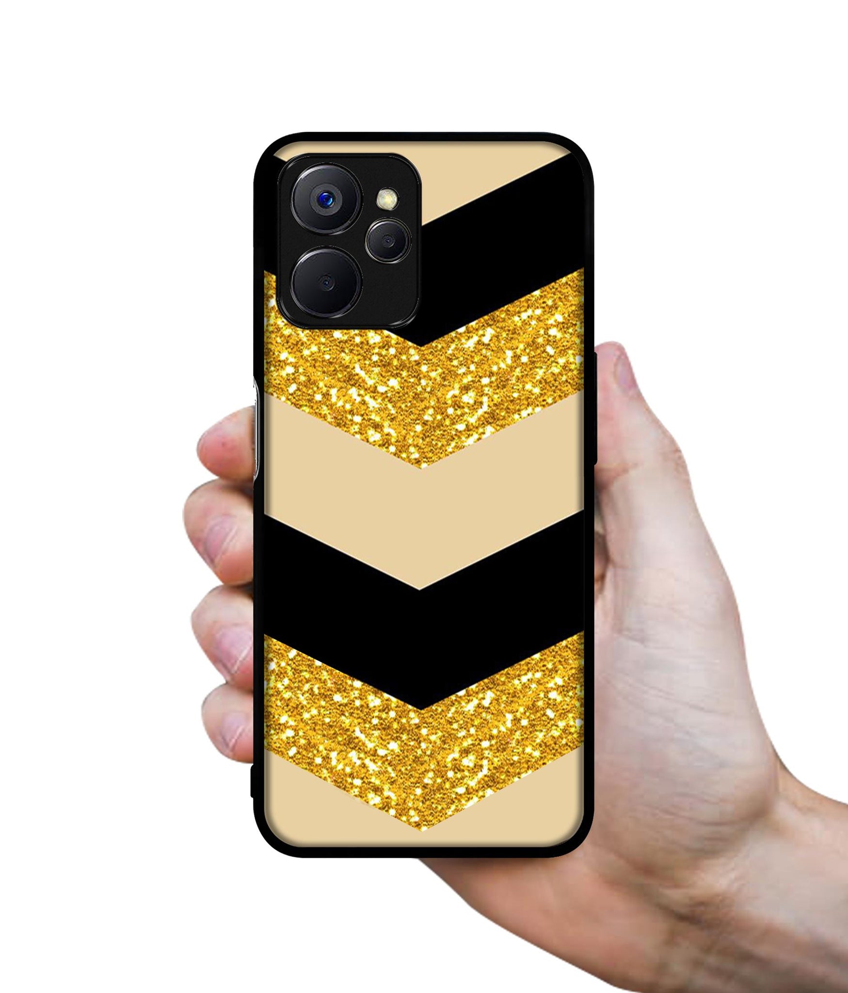Black & Gold Designer 2D Printed Back Case Cover for Realme 10 5G