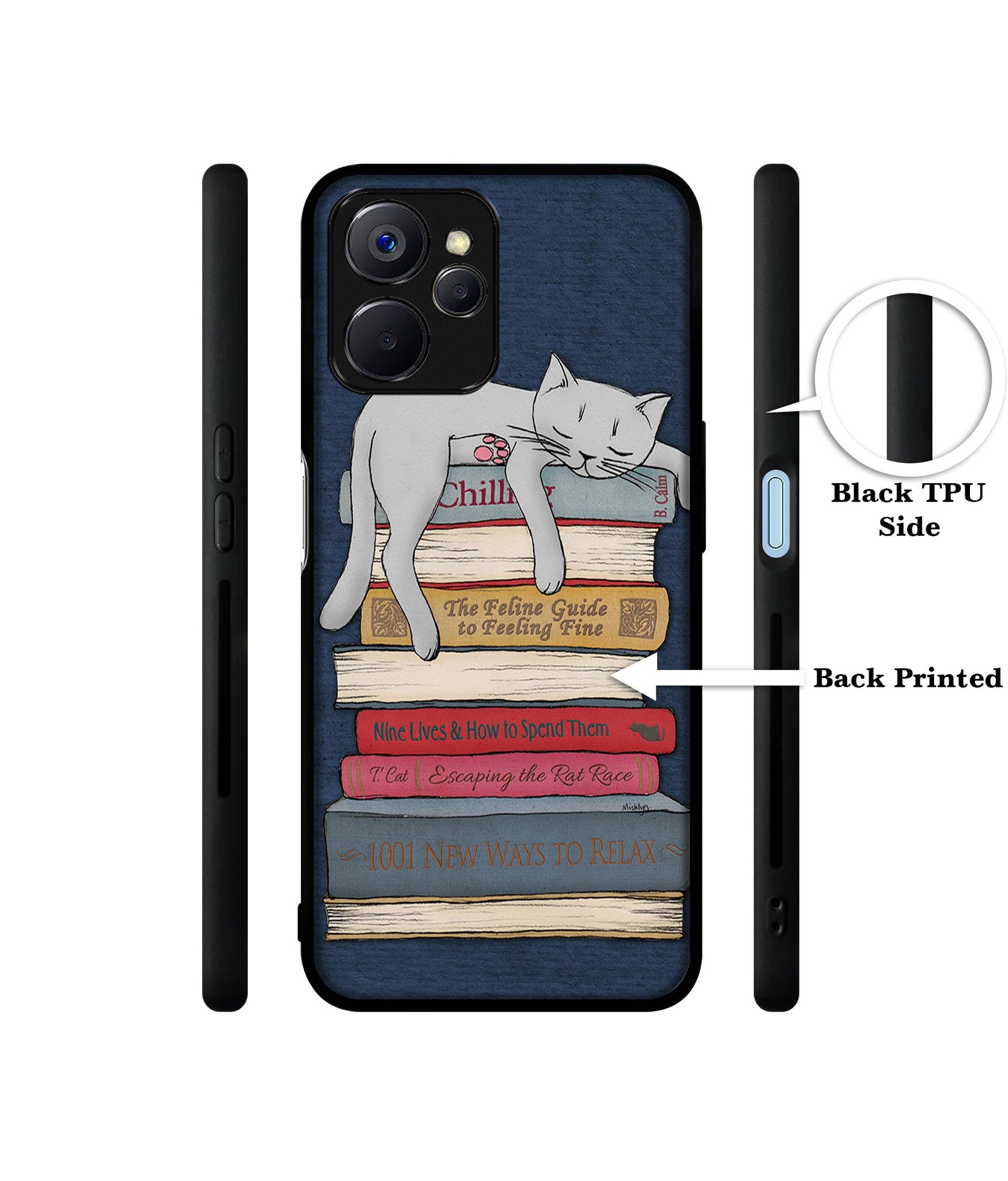 Cat Sleeping On The Books Designer 2D Printed Back Case Cover for Realme 10 5G