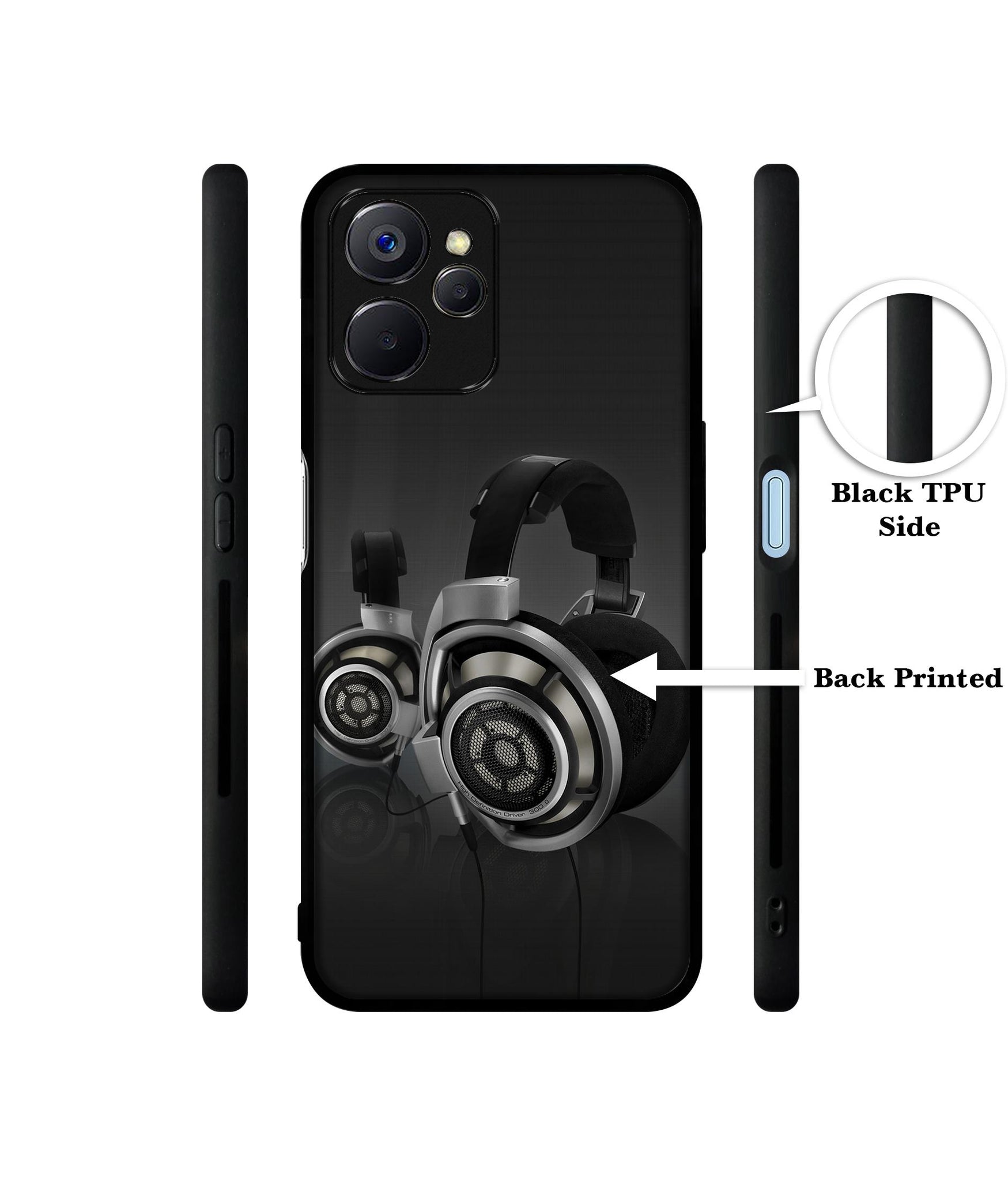 Head Phone Designer 2D Printed Back Case Cover for Realme 10 5G