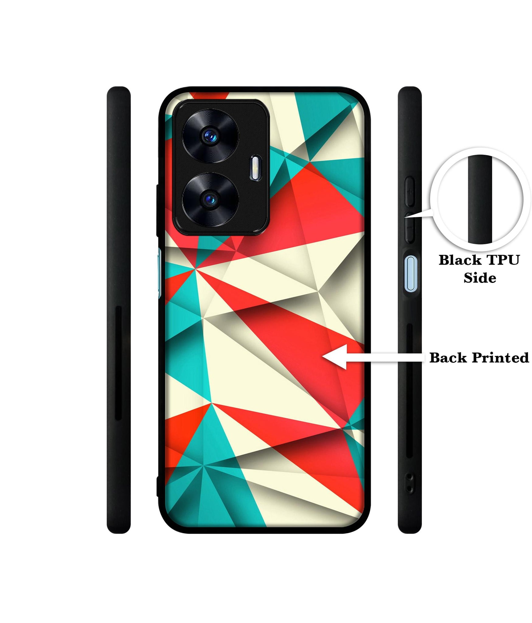 Red Blue White Pattern Designer 2D Printed Back Case Cover for Realme C55 4G / Narzo N55 4G