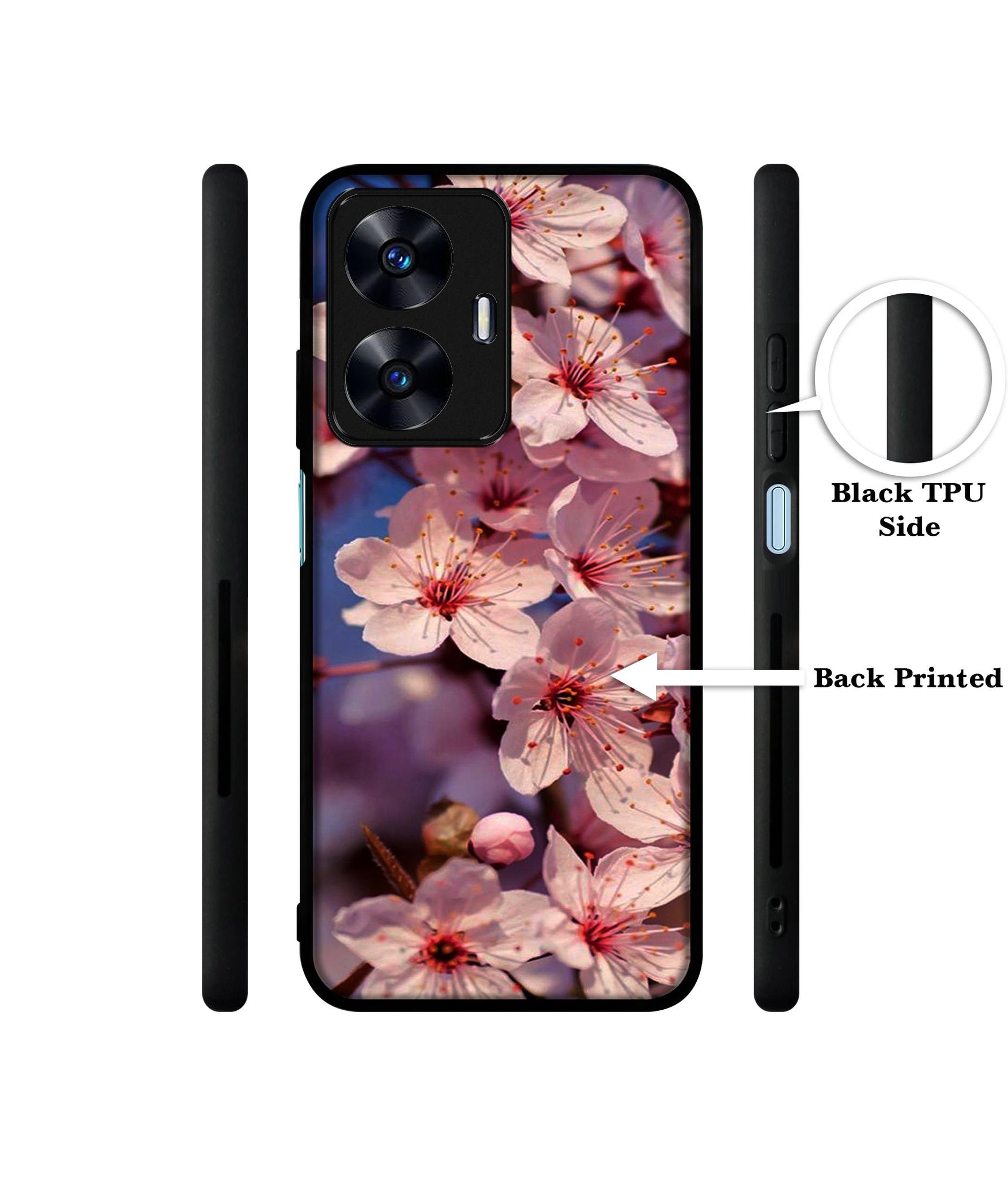 Pink Flowers Pattern Designer 2D Printed Back Case Cover for Realme C55 4G / Narzo N55 4G