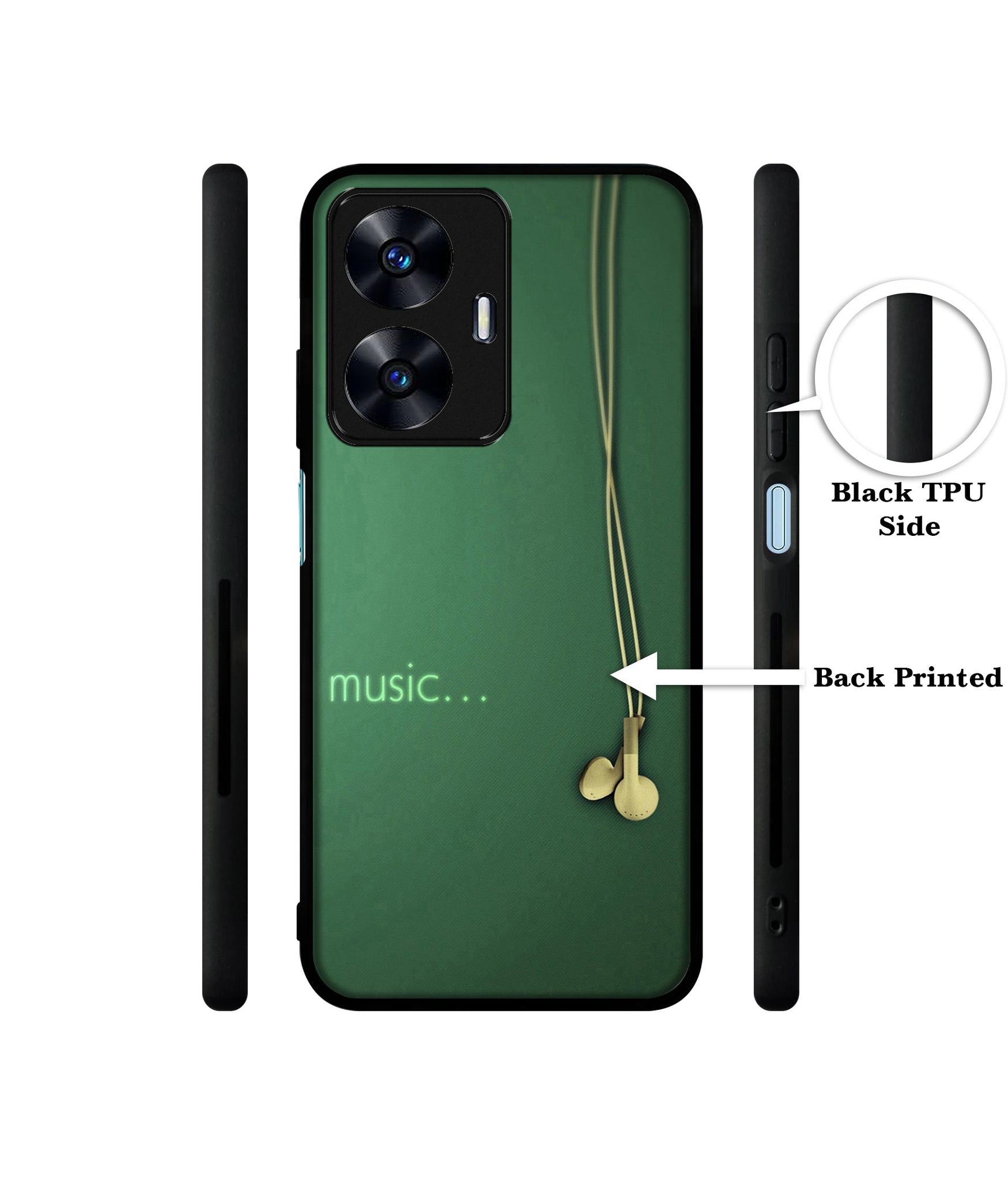 Headphone Music Designer 2D Printed Back Case Cover for Realme C55 4G / Narzo N55 4G