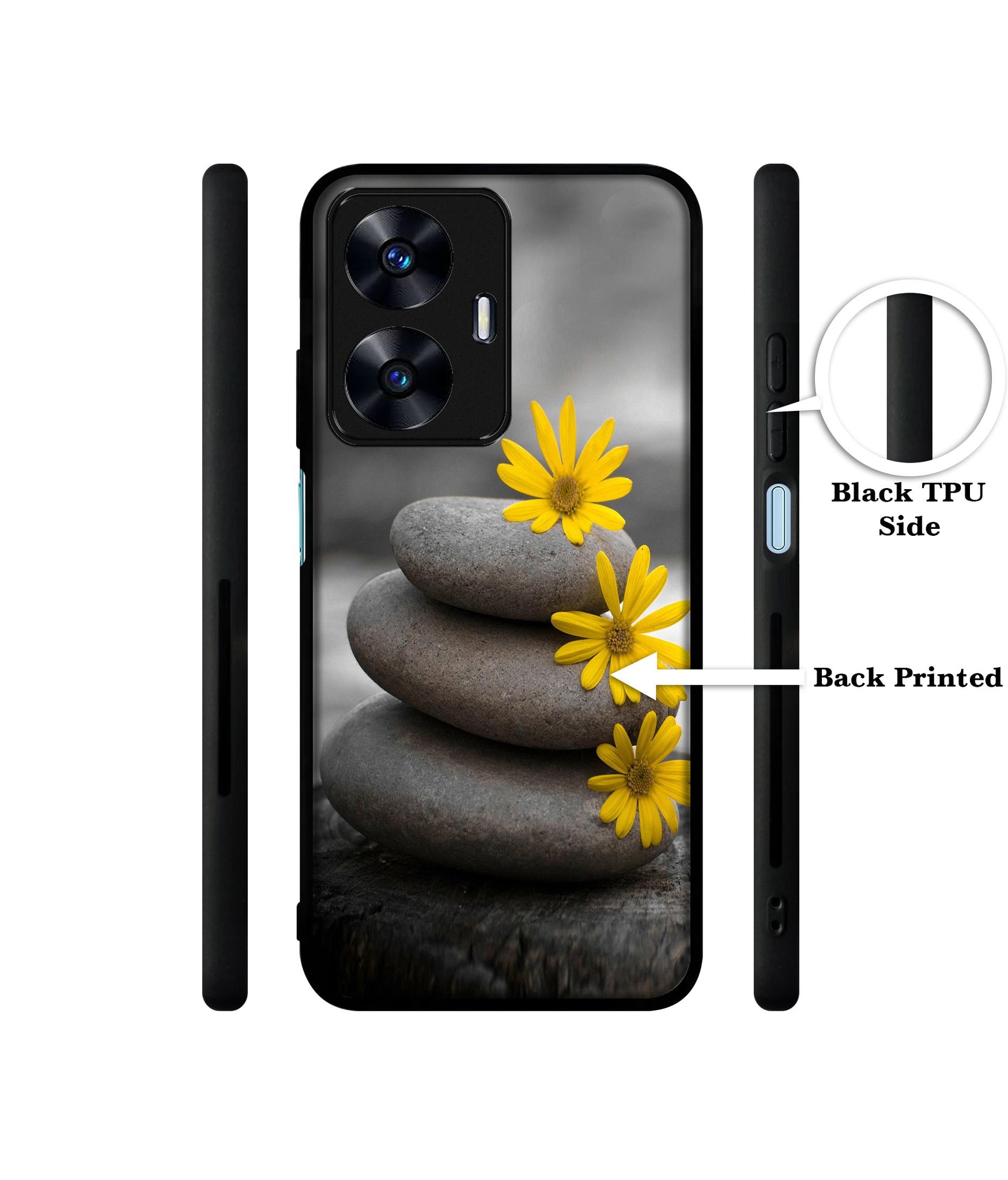 Stones And Flower Designer 2D Printed Back Case Cover for Realme C55 4G / Narzo N55 4G