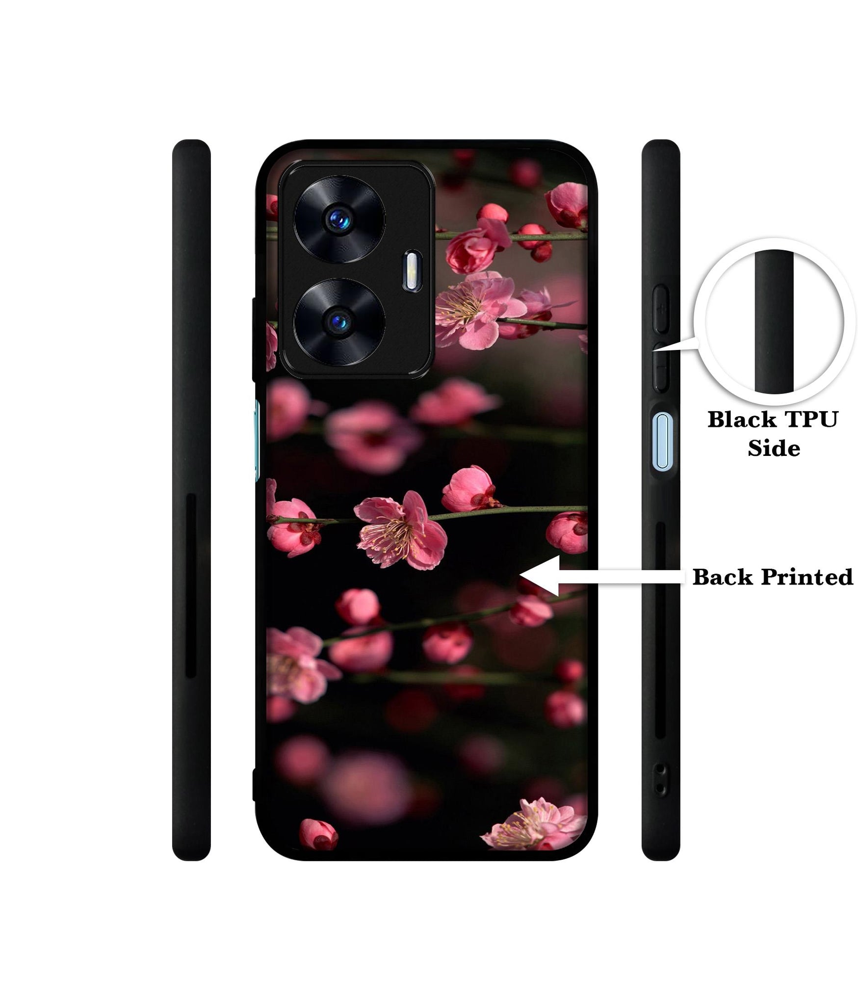 Pink Flowers Designer 2D Printed Back Case Cover for Realme C55 4G / Narzo N55 4G