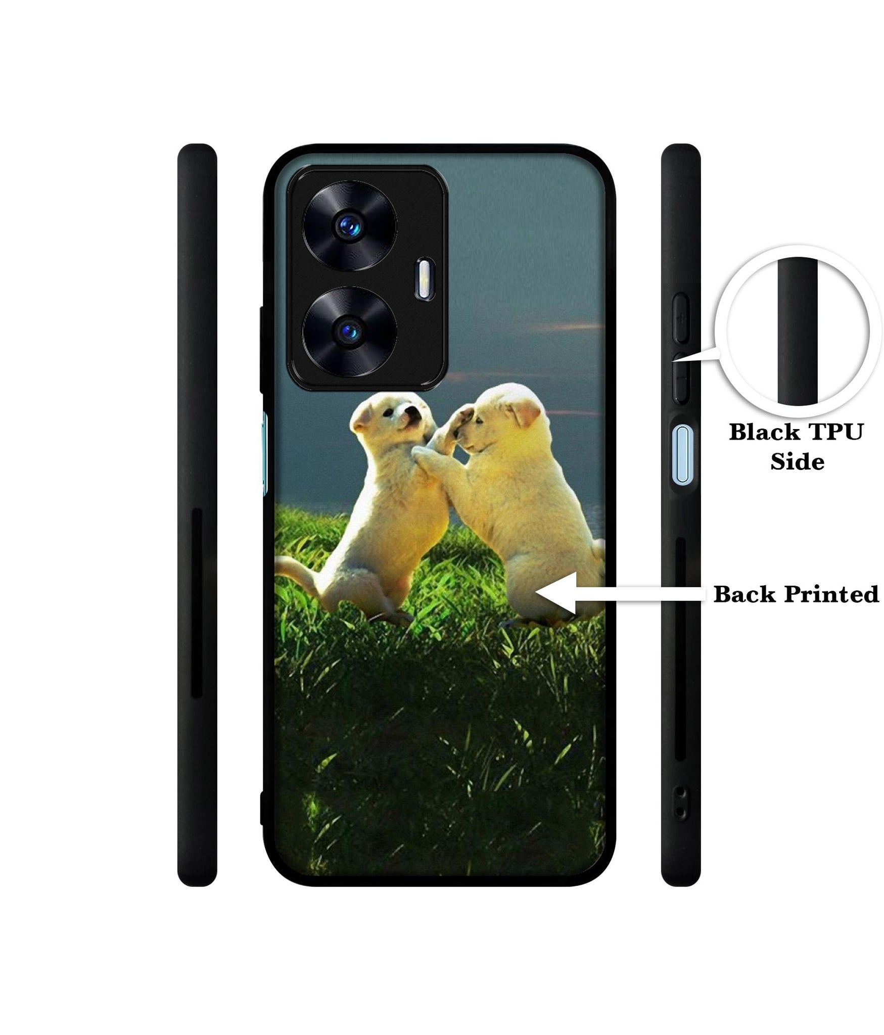 Puppy Couple Sunset Designer 2D Printed Back Case Cover for Realme C55 4G / Narzo N55 4G