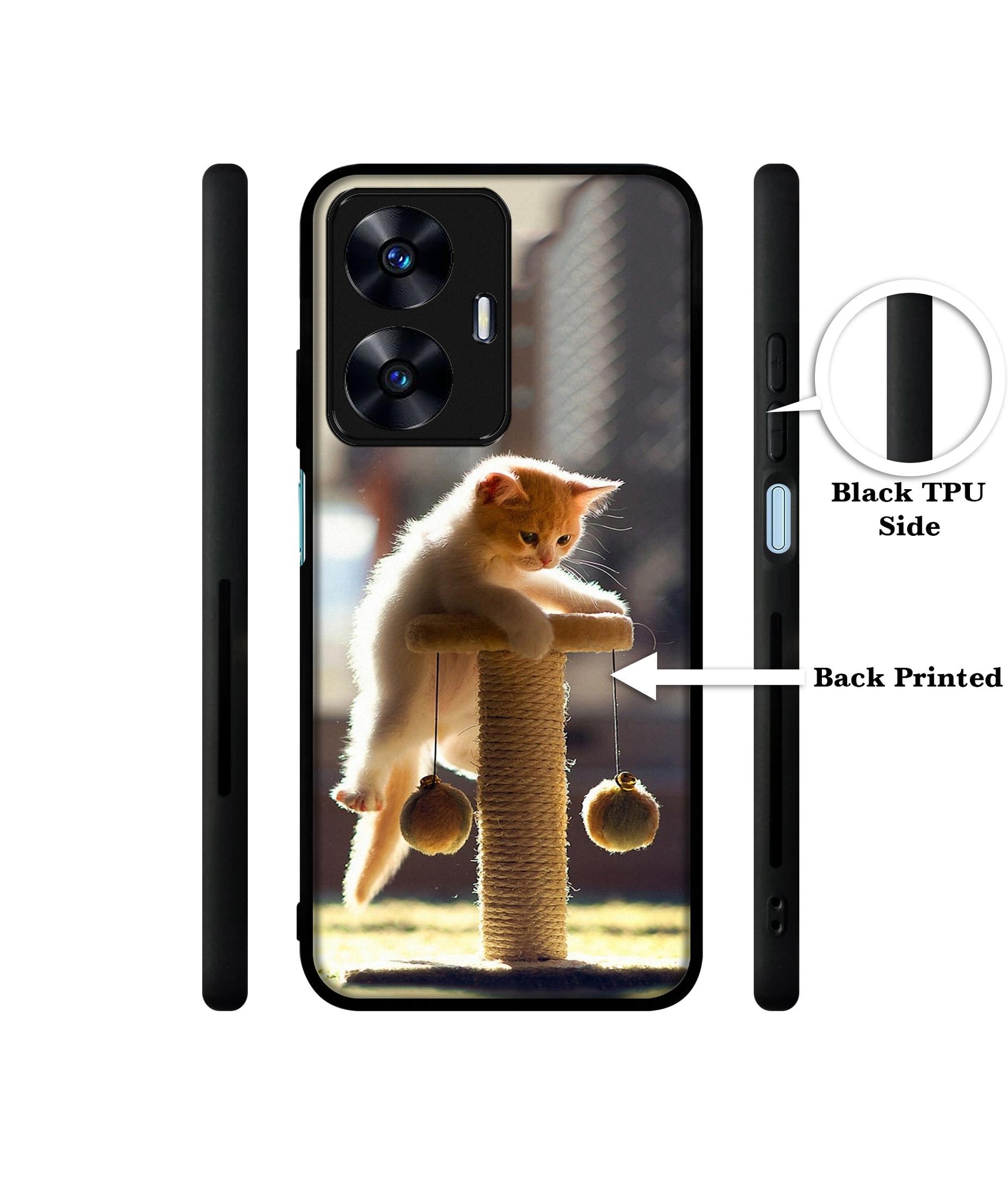 Cat Climbing Designer 2D Printed Back Case Cover for Realme C55 4G / Narzo N55 4G