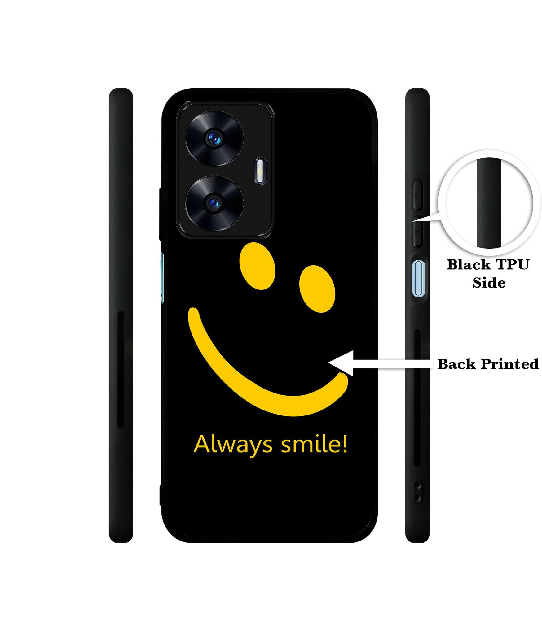 Always Smile Quote Designer 2D Printed Back Case Cover for Realme C55 4G / Narzo N55 4G