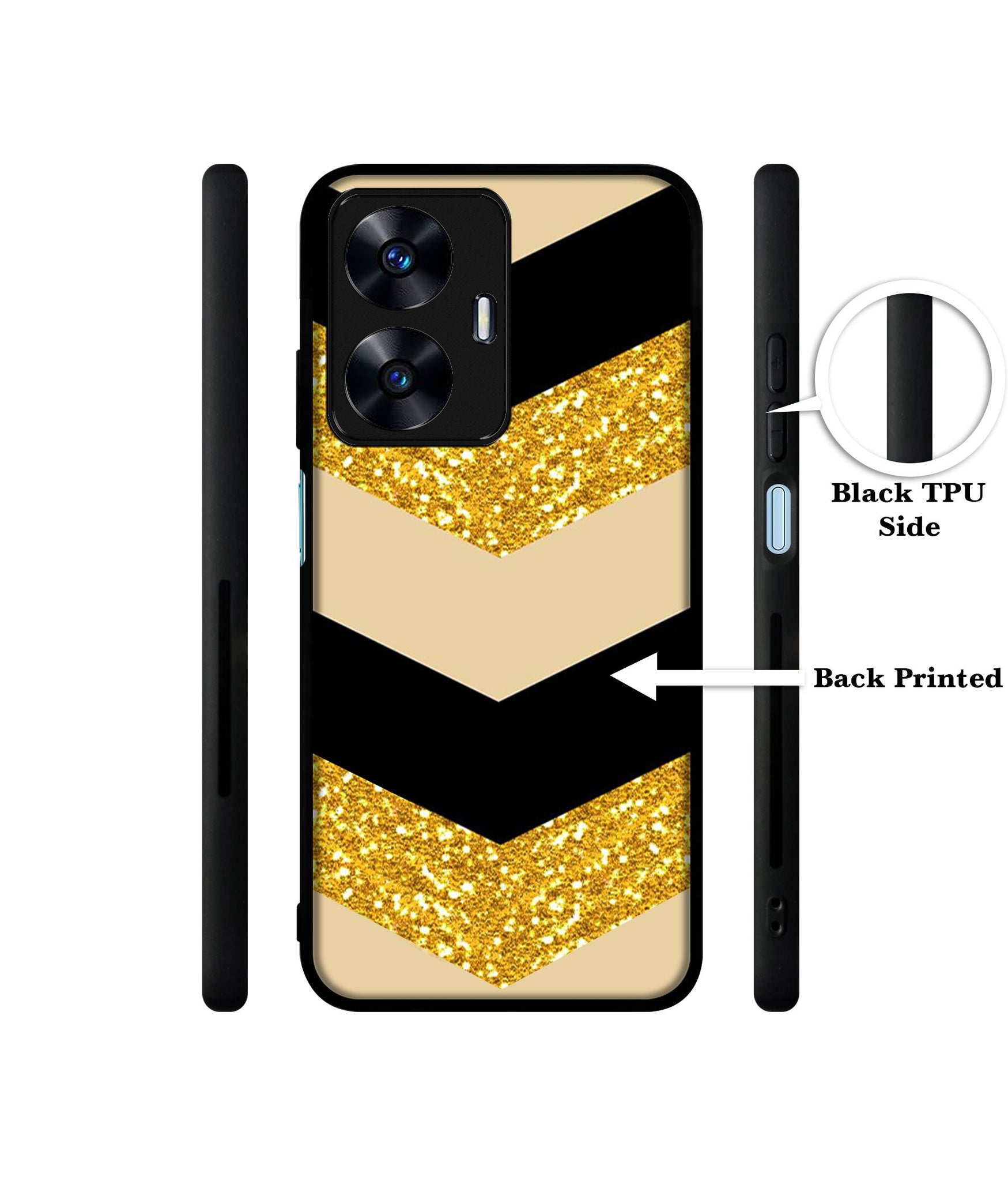 Black & Gold Designer 2D Printed Back Case Cover for Realme C55 4G / Narzo N55 4G