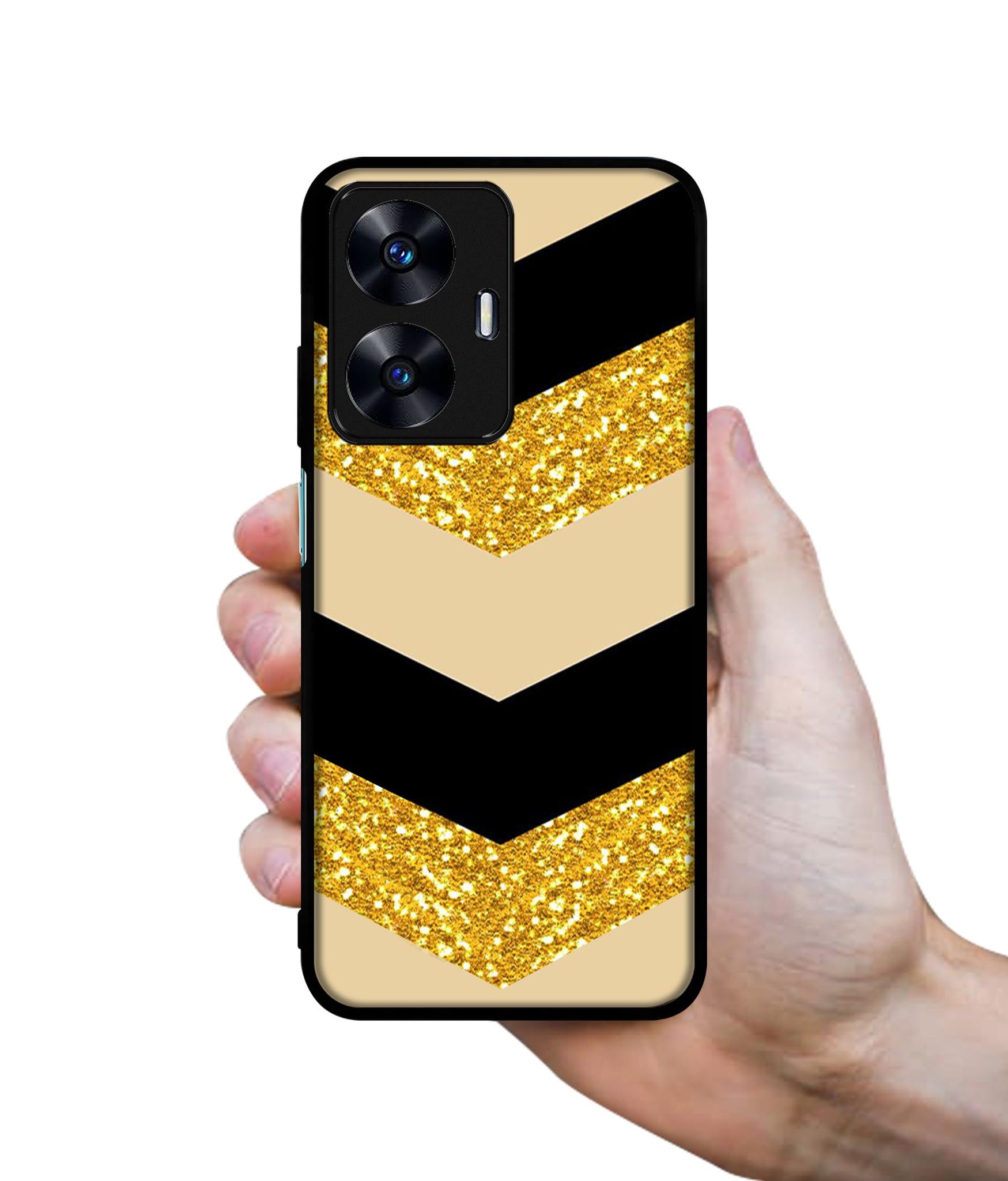 Black & Gold Designer 2D Printed Back Case Cover for Realme C55 4G / Narzo N55 4G