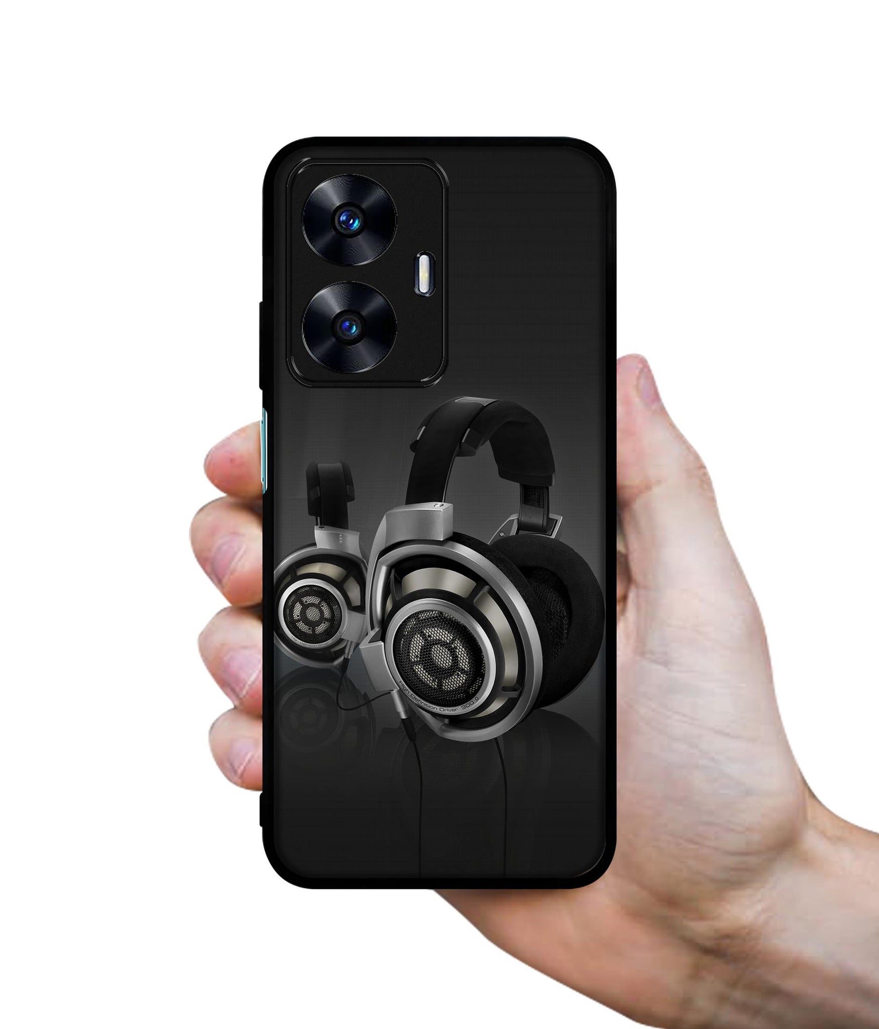 Head Phone Designer 2D Printed Back Case Cover for Realme C55 4G / Narzo N55 4G