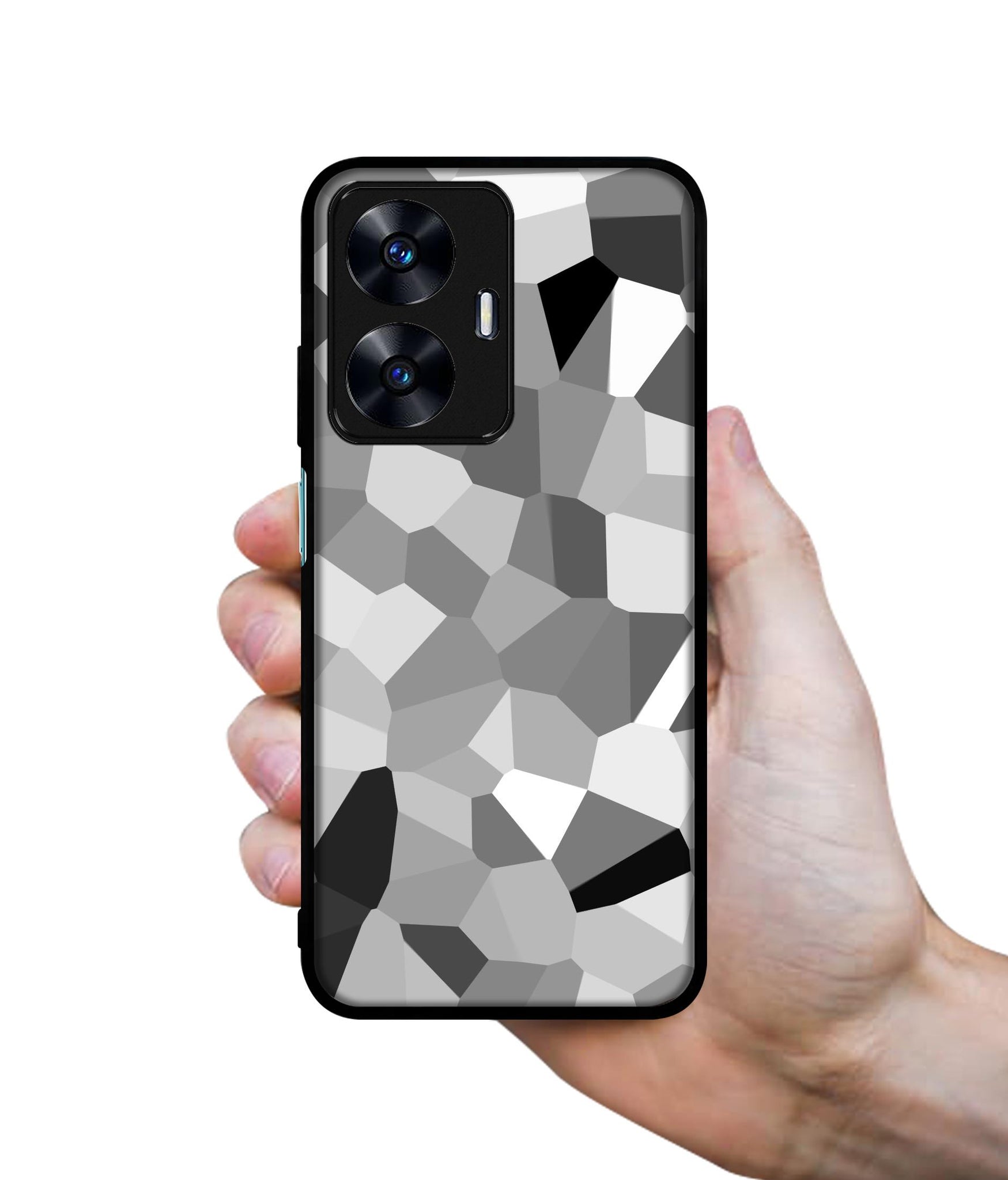 Black & White Mathematical Shape Designer 2D Printed Back Case Cover for Realme C55 4G / Narzo N55 4G