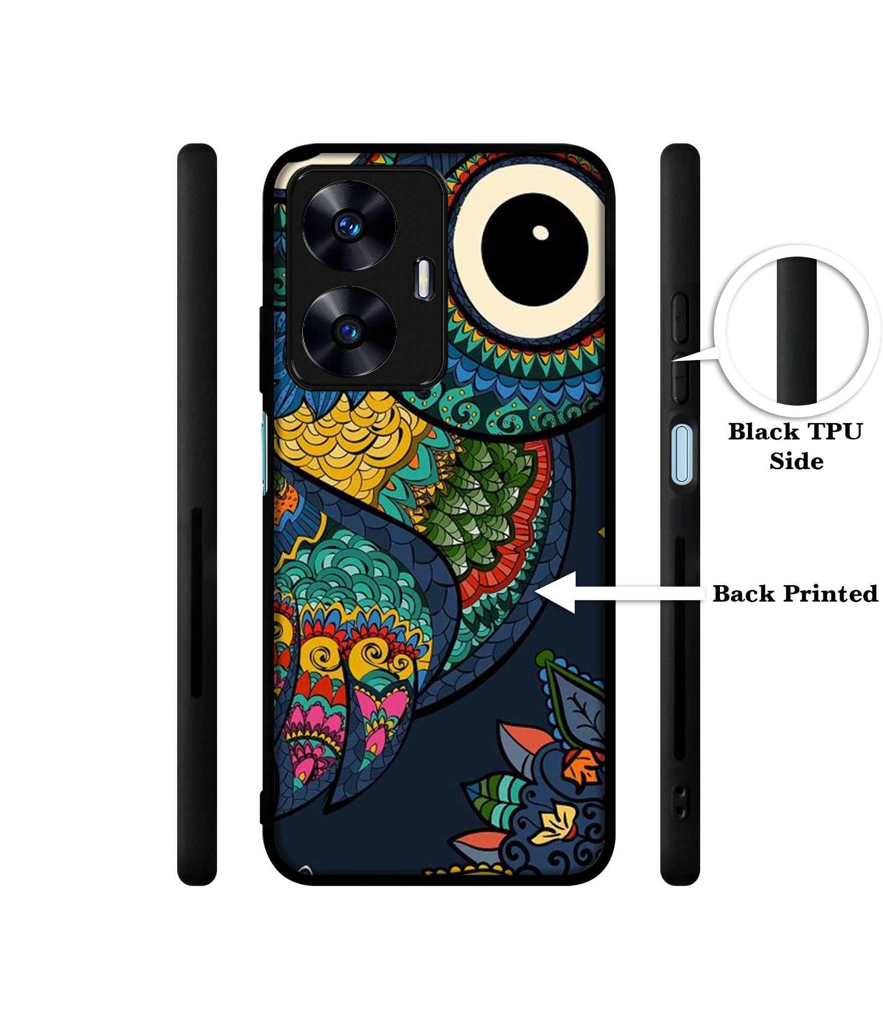Owl Illustration Designer 2D Printed Back Case Cover for Realme C55 4G / Narzo N55 4G