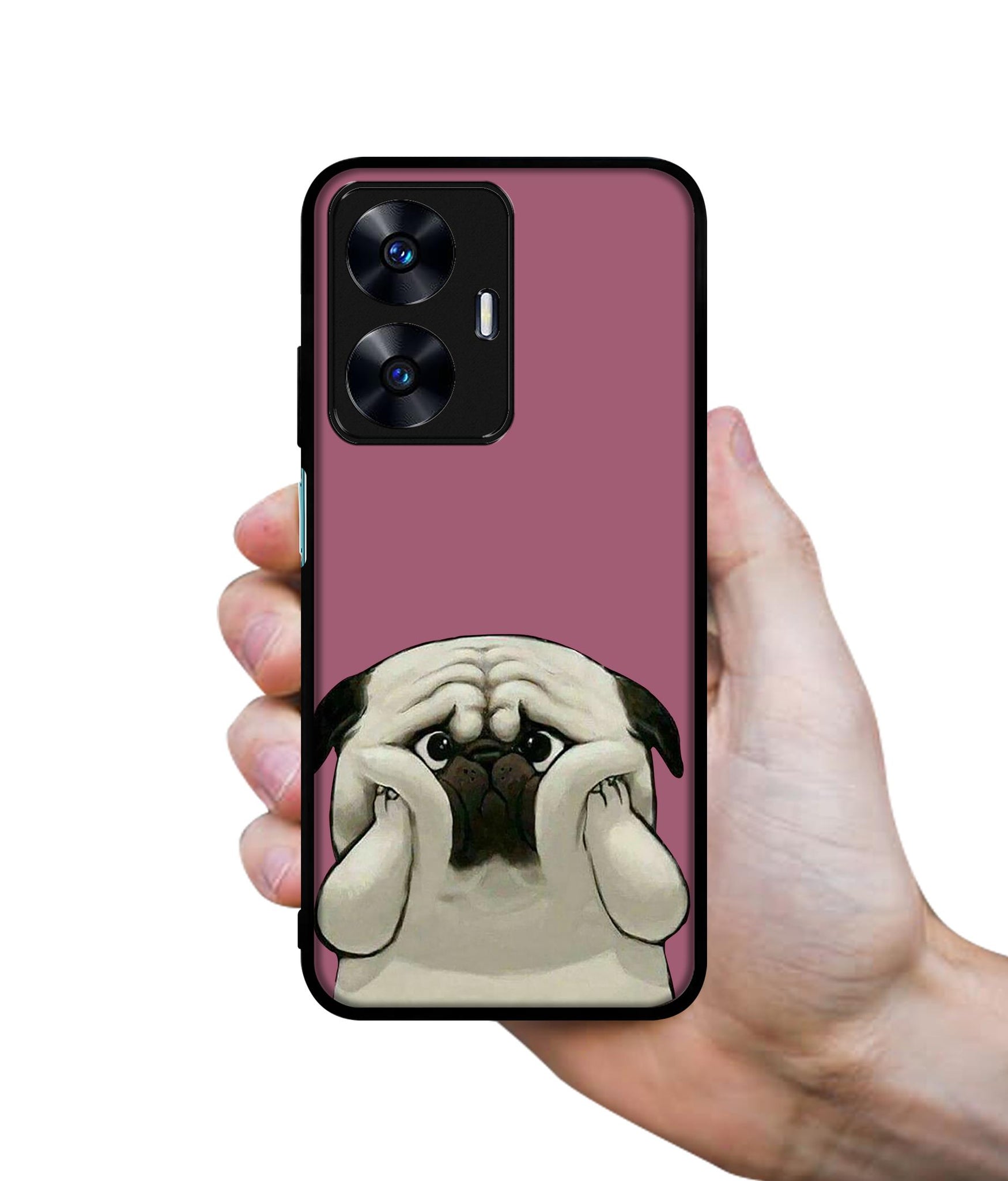Cute Pug Holding Big Cheeks Designer 2D Printed Back Case Cover for Realme C55 4G / Narzo N55 4G